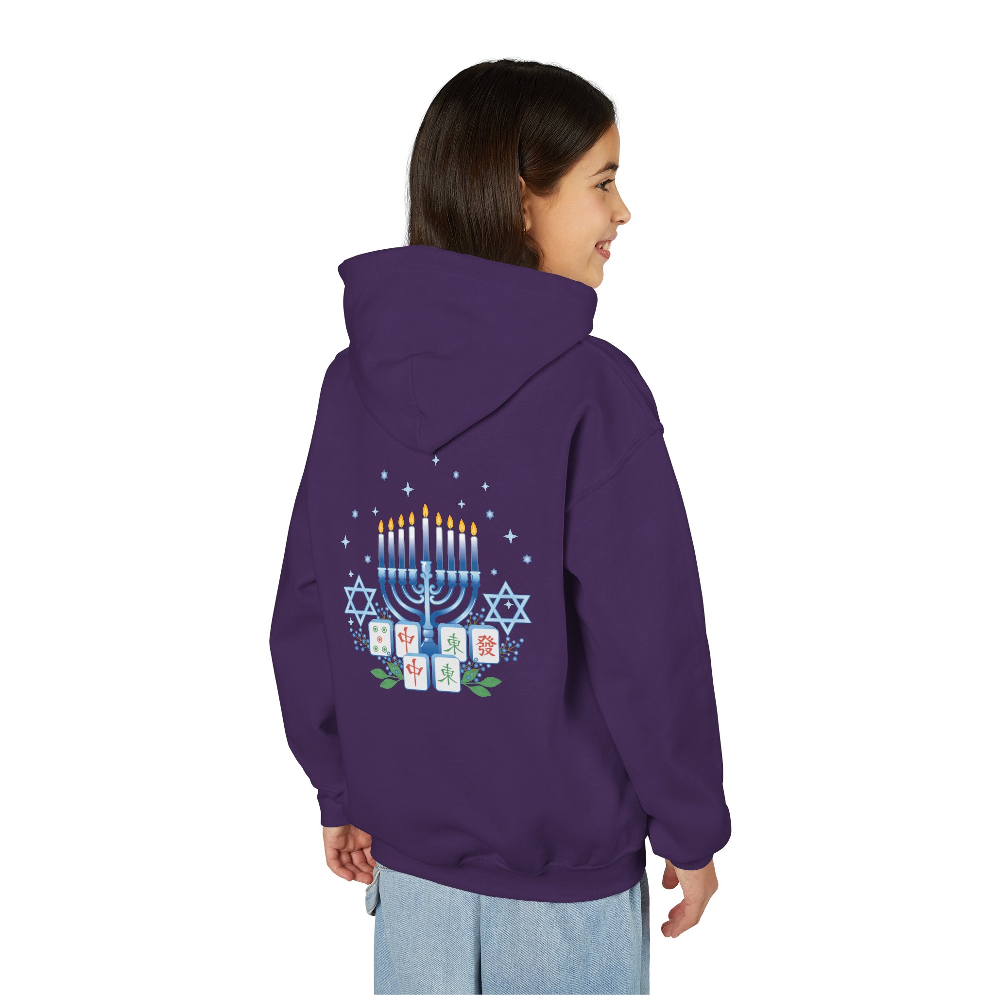 Copy of Merry Mahjong Youth Hoodie | Holiday Gnome Kids’ Hooded Sweatshirt - Image 40
