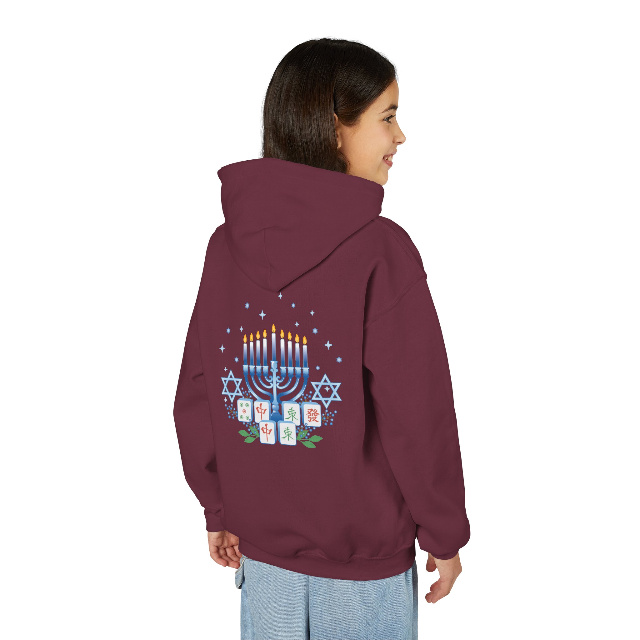 Copy of Merry Mahjong Youth Hoodie | Holiday Gnome Kids’ Hooded Sweatshirt - Image 33