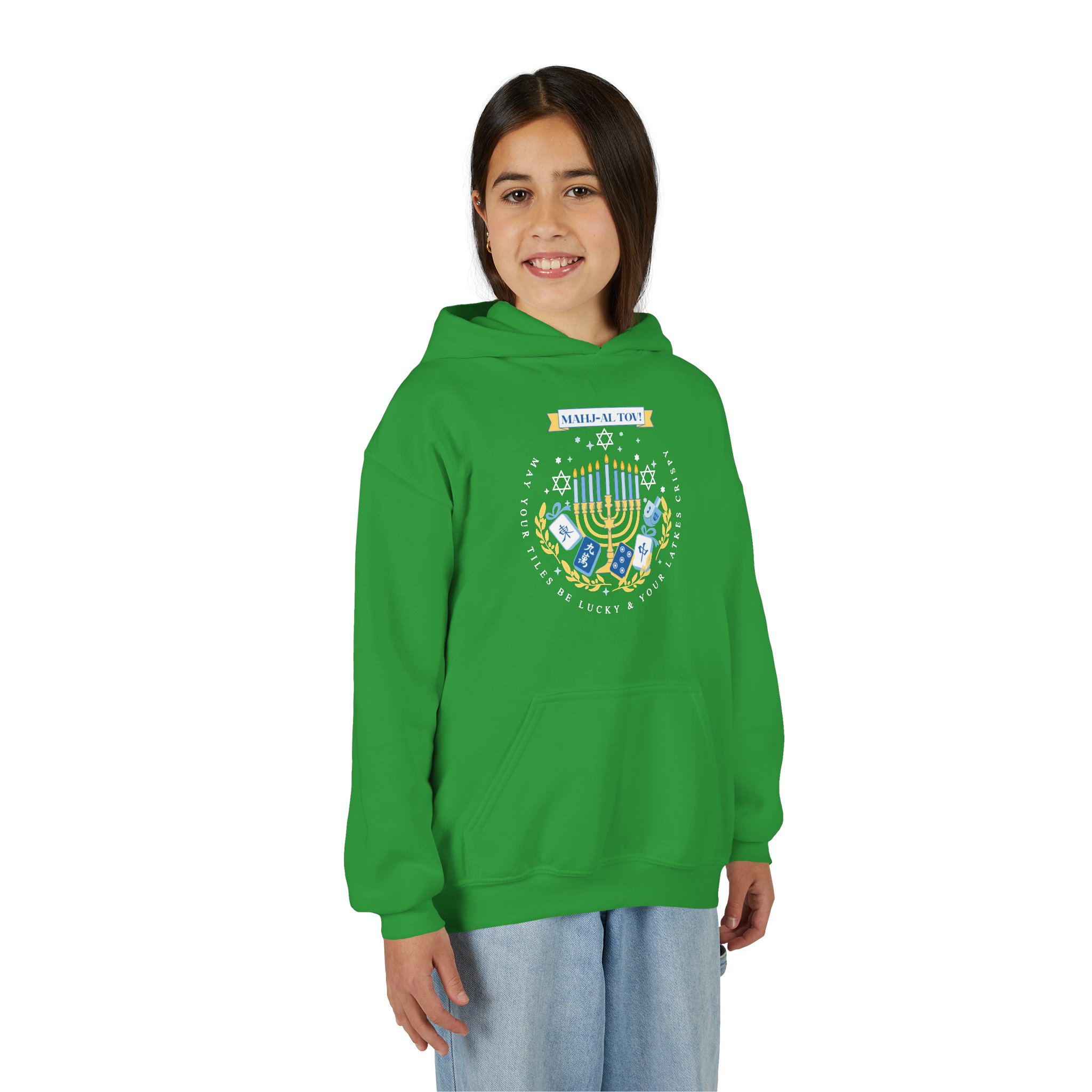 Copy of Merry Mahjong Youth Hoodie | Holiday Gnome Kids’ Hooded Sweatshirt - Image 18