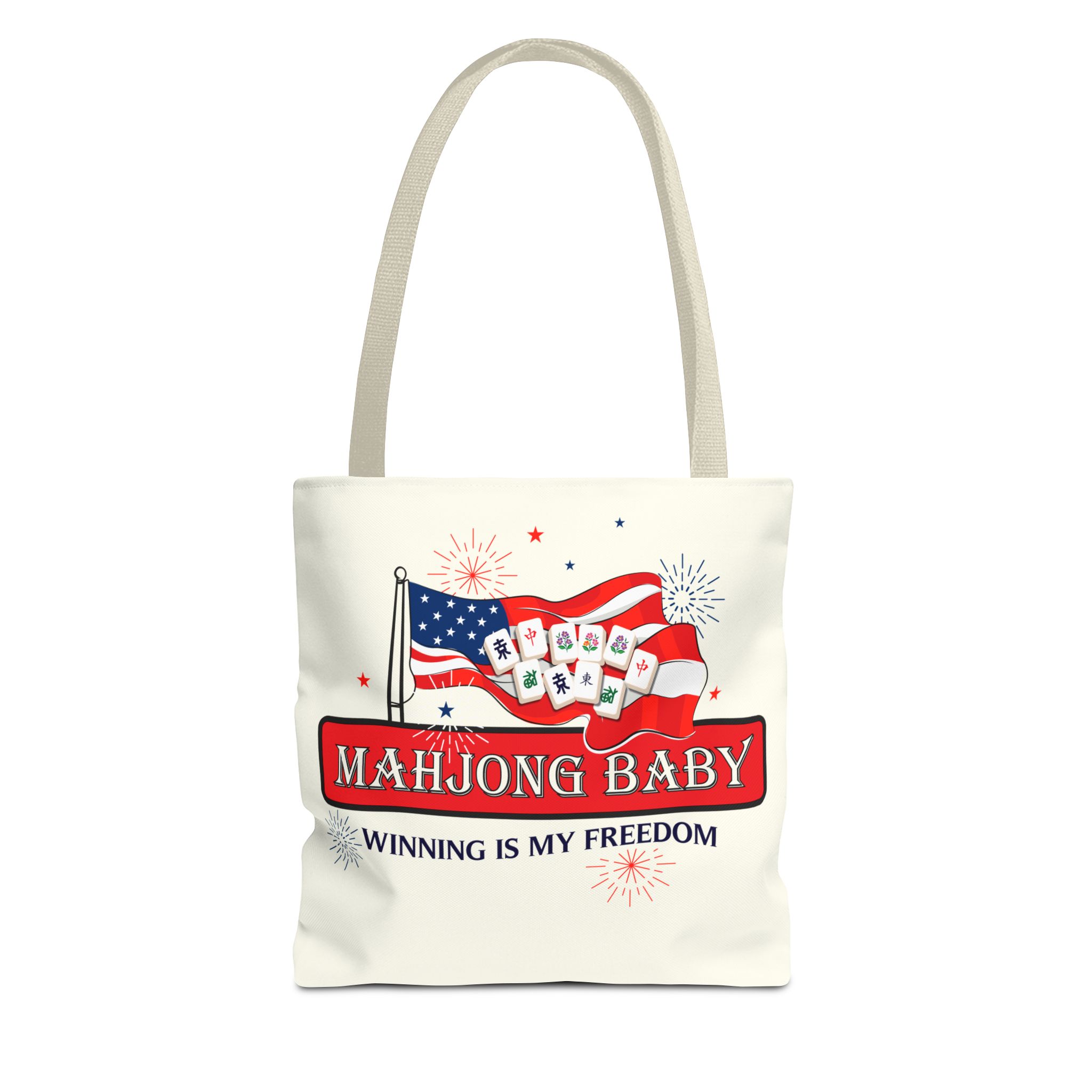 Patriotic Mahjong Tote Bag | Mahjong Baby Red White & Blue Carryall - Image 47