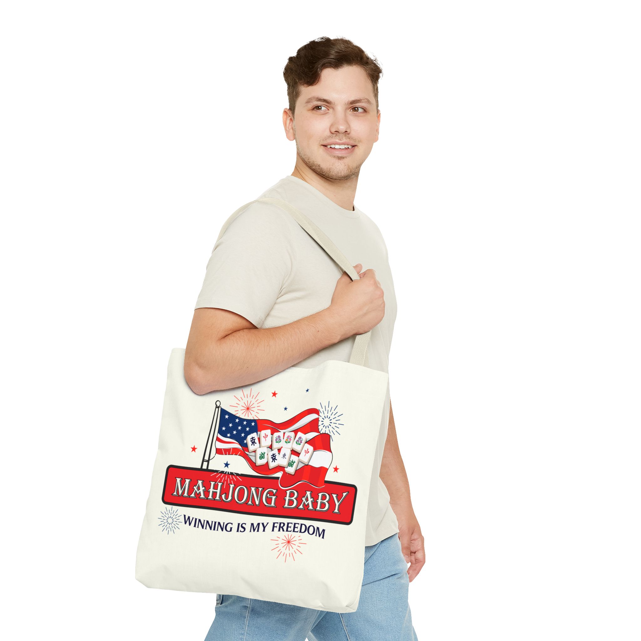 Patriotic Mahjong Tote Bag | Mahjong Baby Red White & Blue Carryall - Image 58