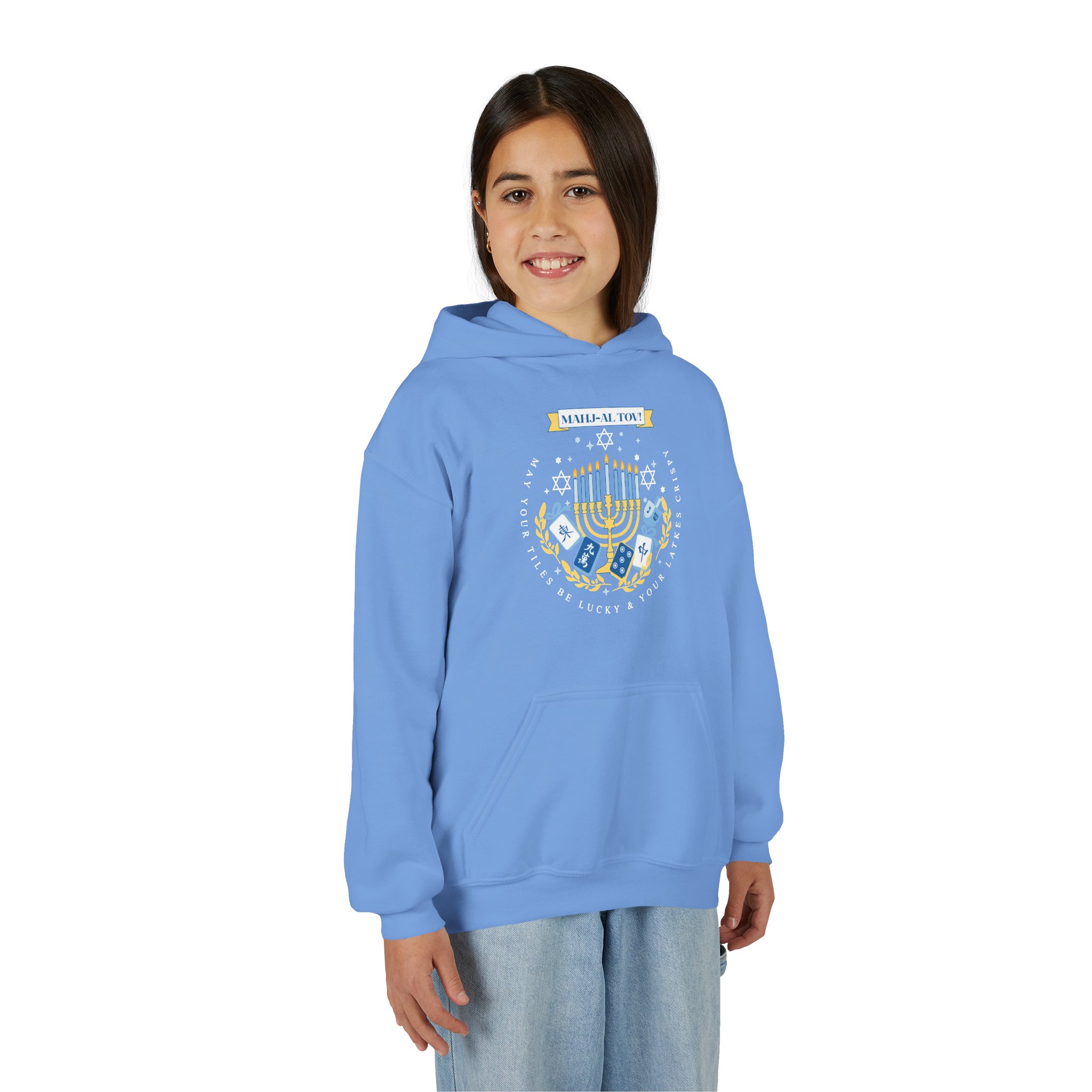 Copy of Merry Mahjong Youth Hoodie | Holiday Gnome Kids’ Hooded Sweatshirt - Image 25