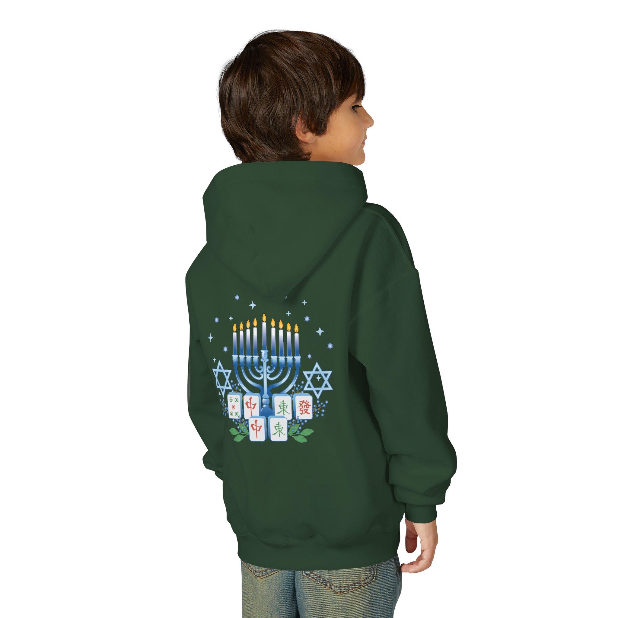 Copy of Merry Mahjong Youth Hoodie | Holiday Gnome Kids’ Hooded Sweatshirt - Image 10