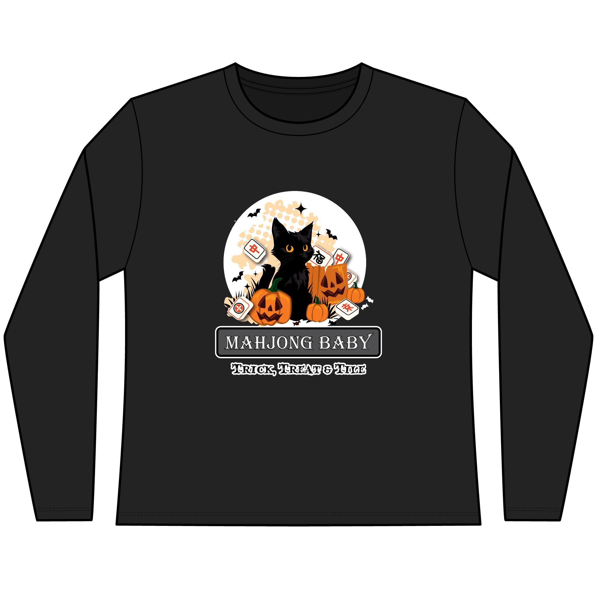Halloween Mahjong long sleeve shirt with Trick Treat and Tile design