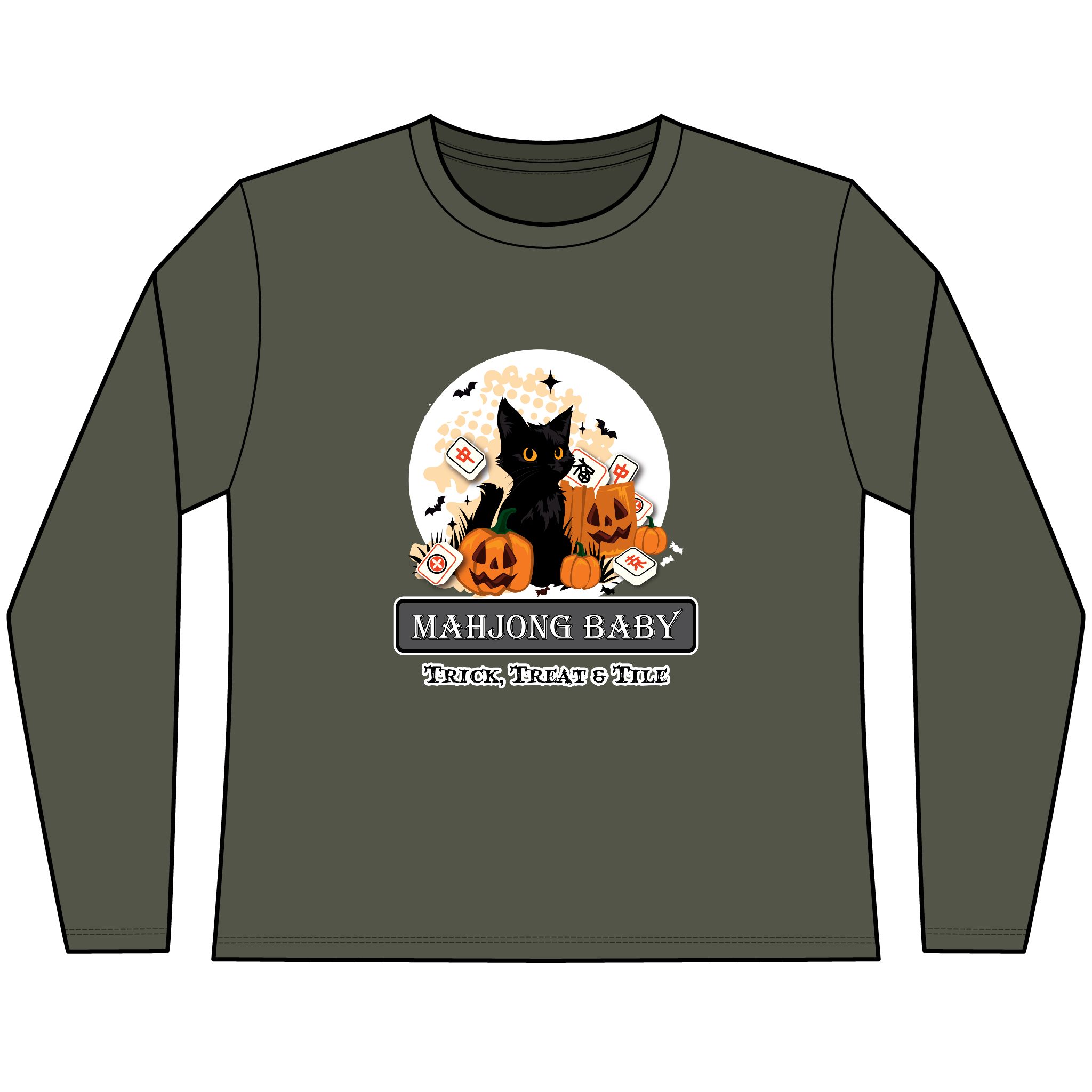 Halloween Mahjong Long Sleeve Shirt | Trick Treat & Tile Mahjong Tee - Image 5