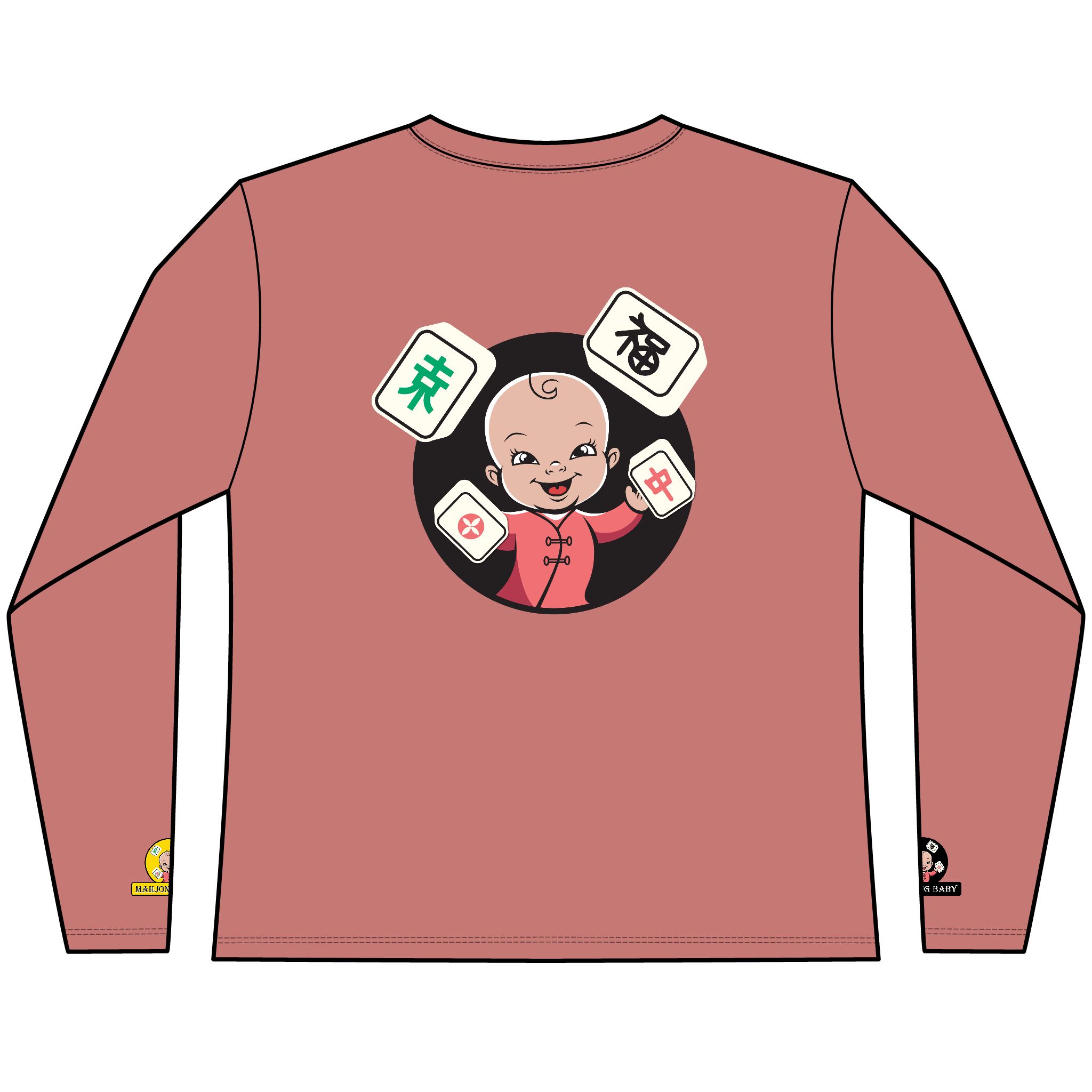 Mahjong Baby Long Sleeve Tee | Classic Mahjong Baby Graphic Shirt - Image 14