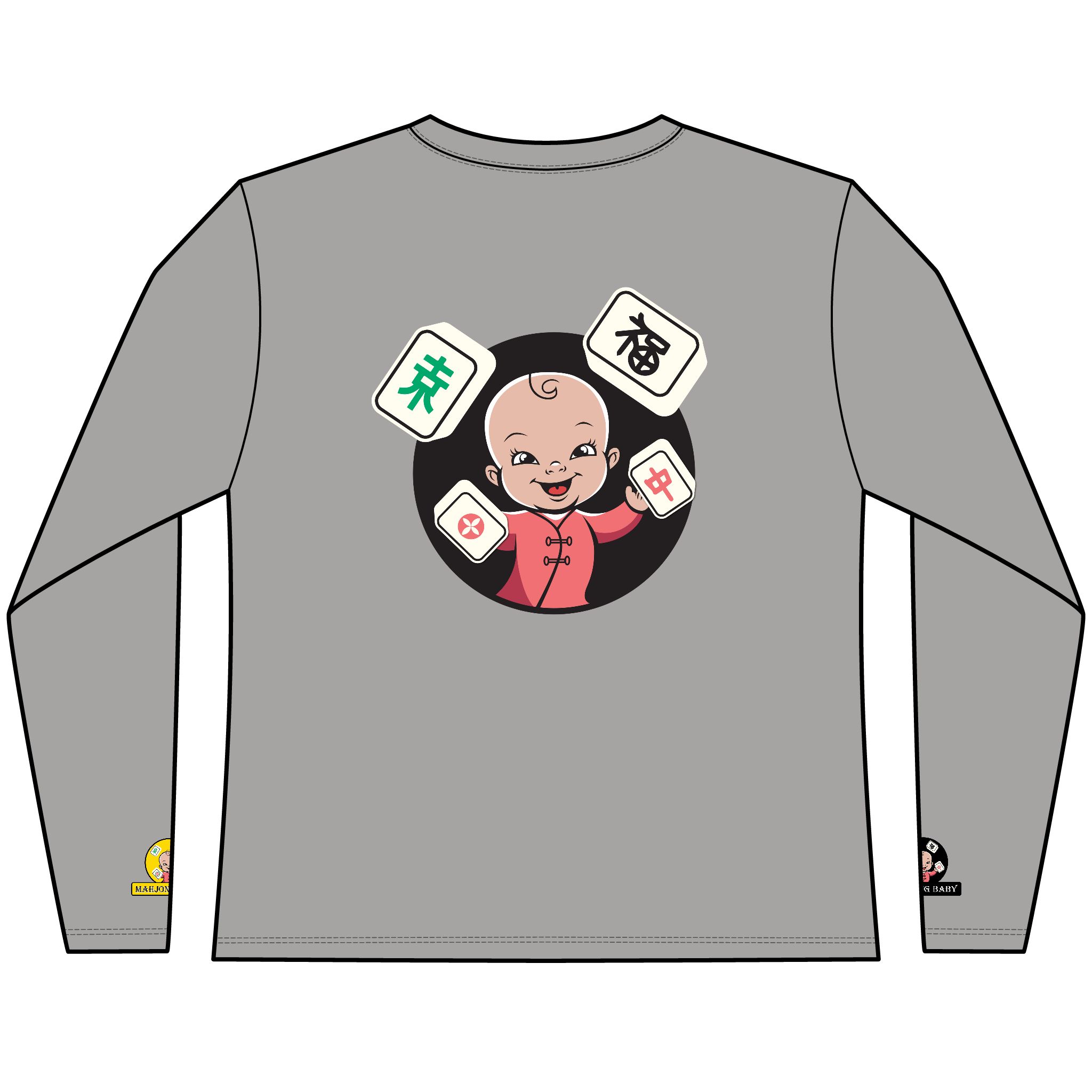 Mahjong Baby Long Sleeve Tee | Classic Mahjong Baby Graphic Shirt - Image 4