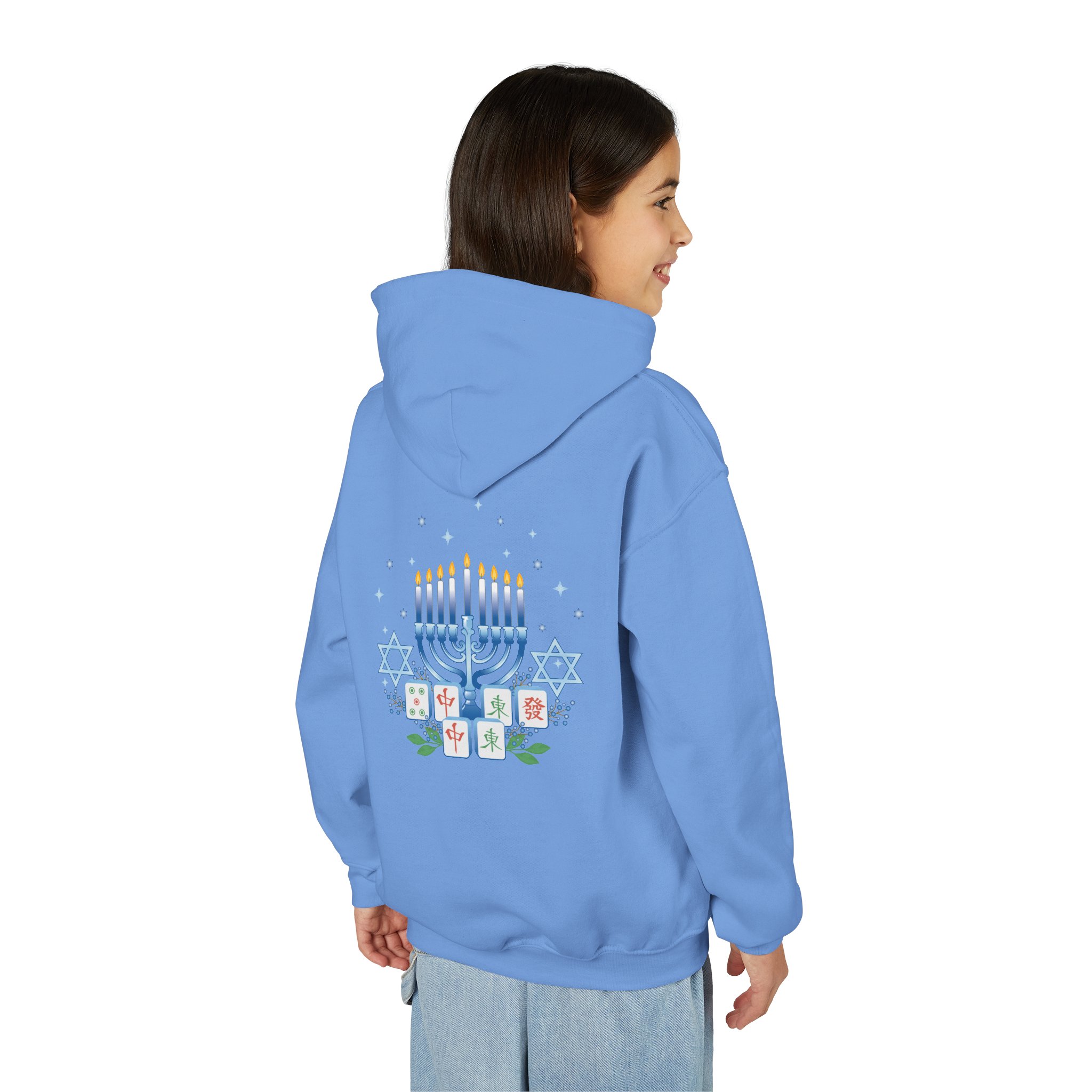 Copy of Merry Mahjong Youth Hoodie | Holiday Gnome Kids’ Hooded Sweatshirt - Image 26