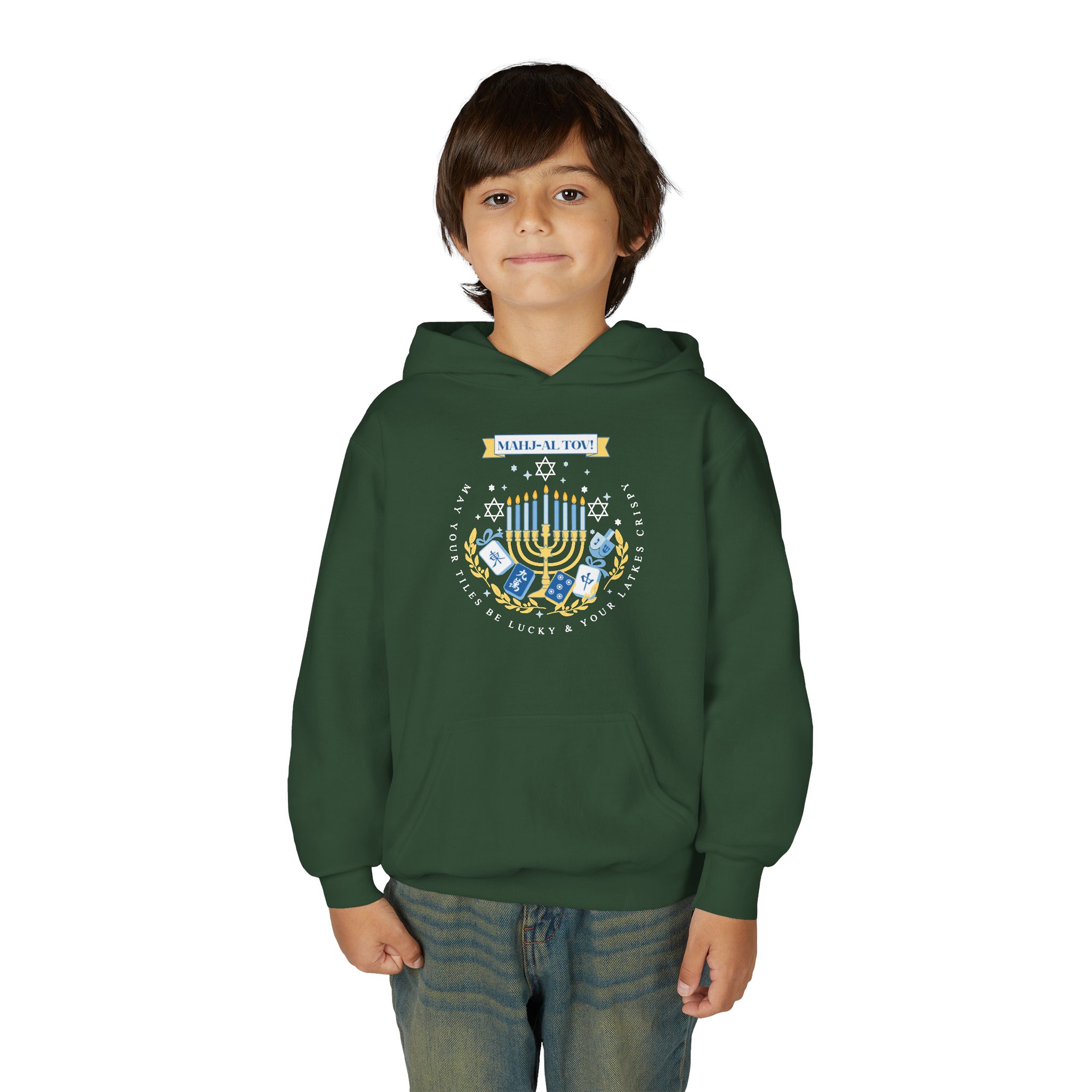 Copy of Merry Mahjong Youth Hoodie | Holiday Gnome Kids’ Hooded Sweatshirt - Image 9