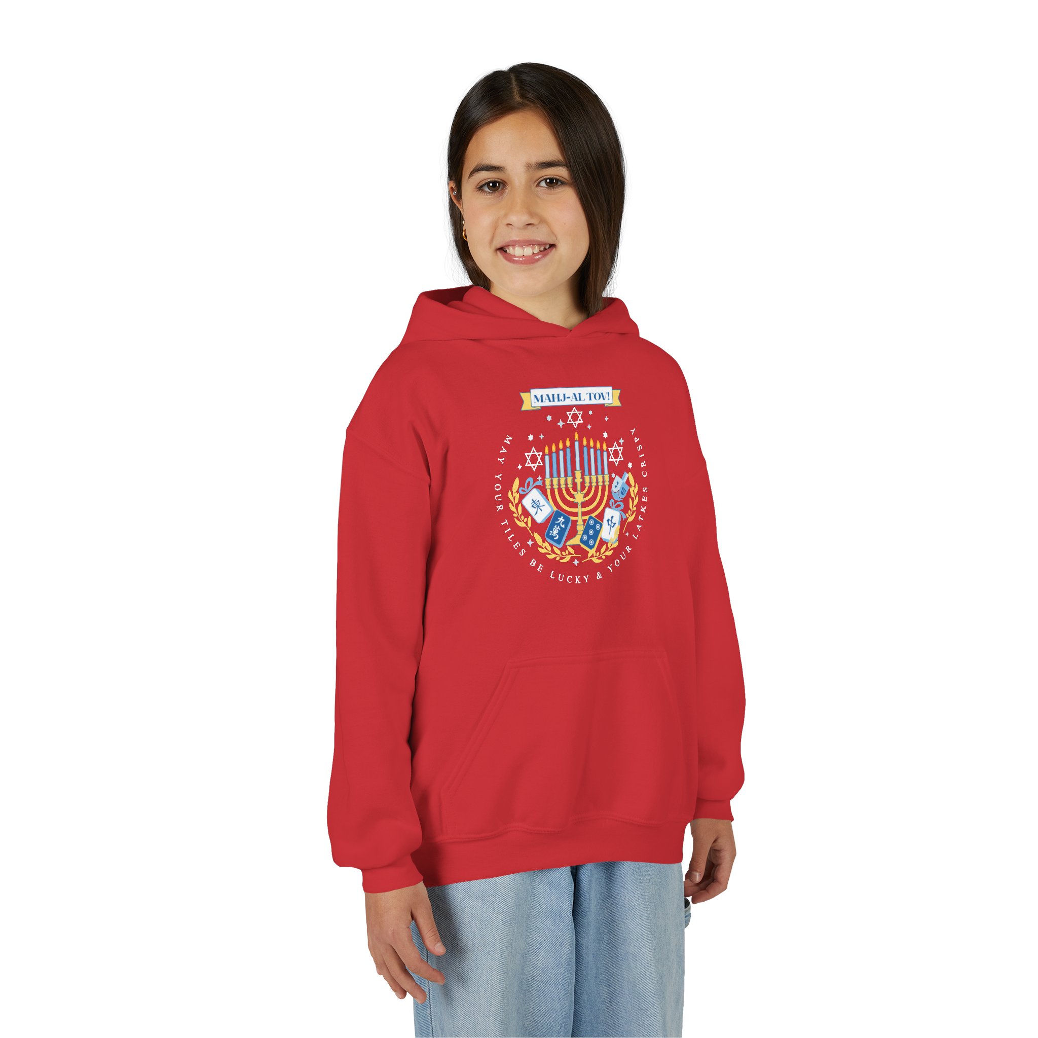 Copy of Merry Mahjong Youth Hoodie | Holiday Gnome Kids’ Hooded Sweatshirt - Image 74
