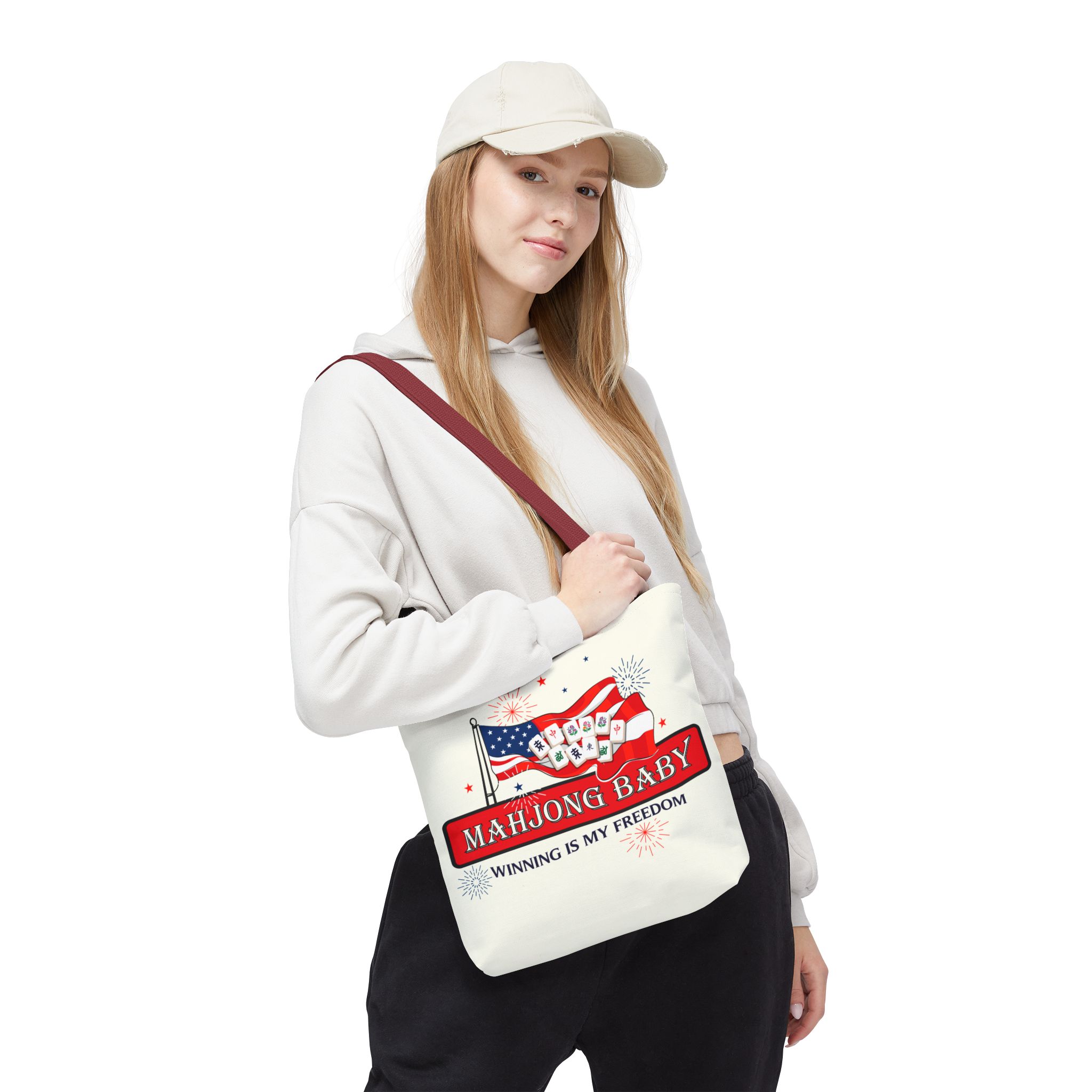 Patriotic Mahjong Tote Bag | Mahjong Baby Red White & Blue Carryall - Image 19