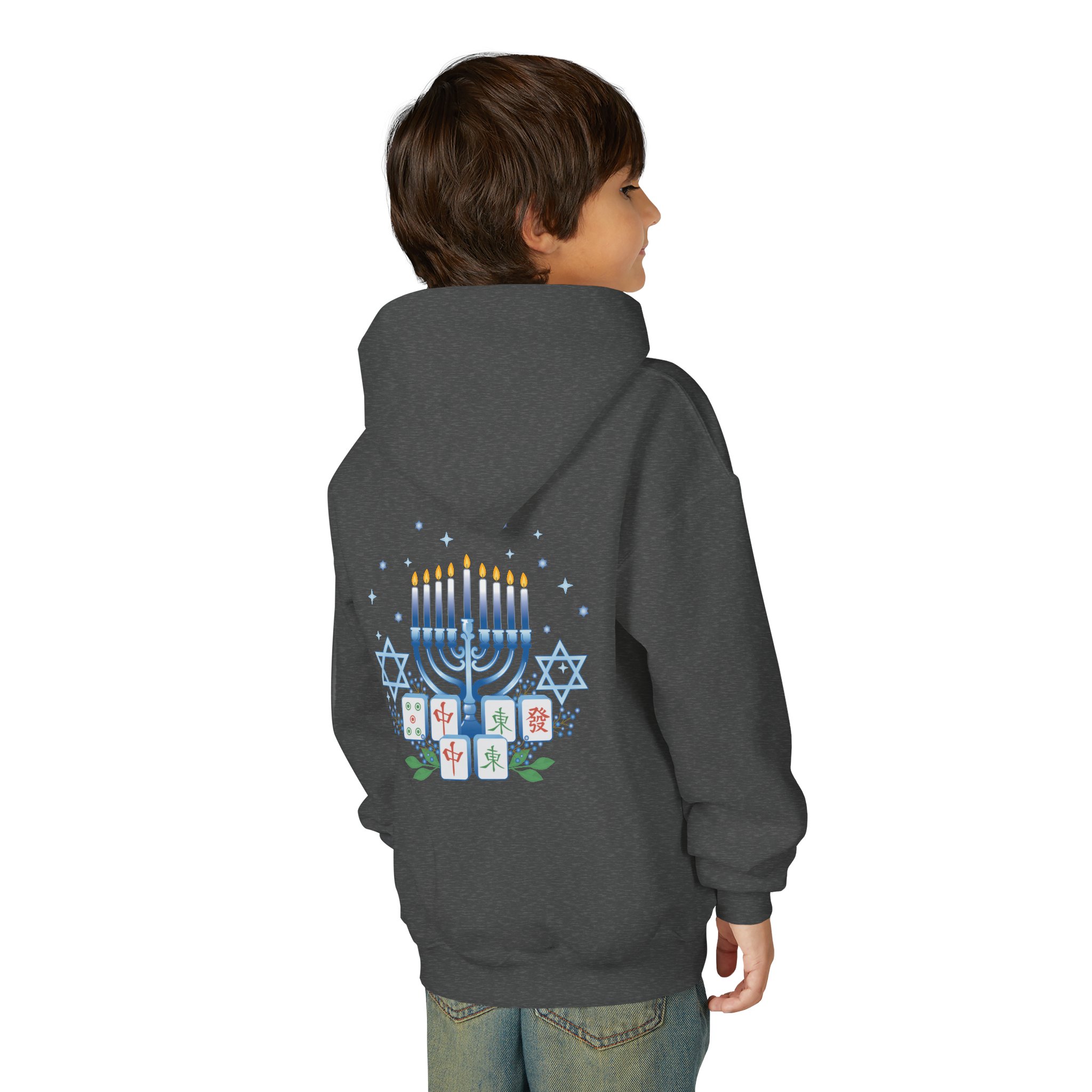 Copy of Merry Mahjong Youth Hoodie | Holiday Gnome Kids’ Hooded Sweatshirt - Image 45