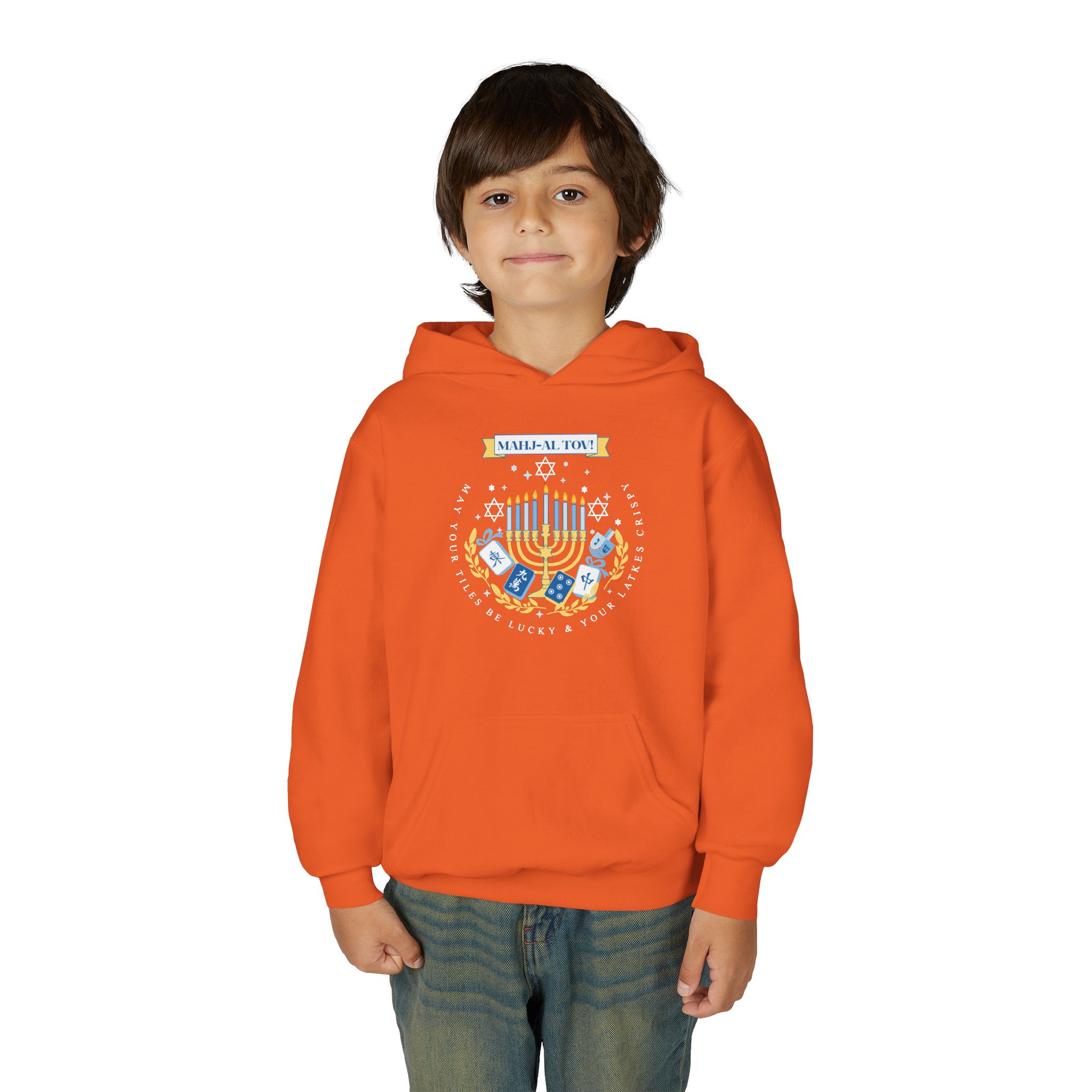 Copy of Merry Mahjong Youth Hoodie | Holiday Gnome Kids’ Hooded Sweatshirt - Image 58