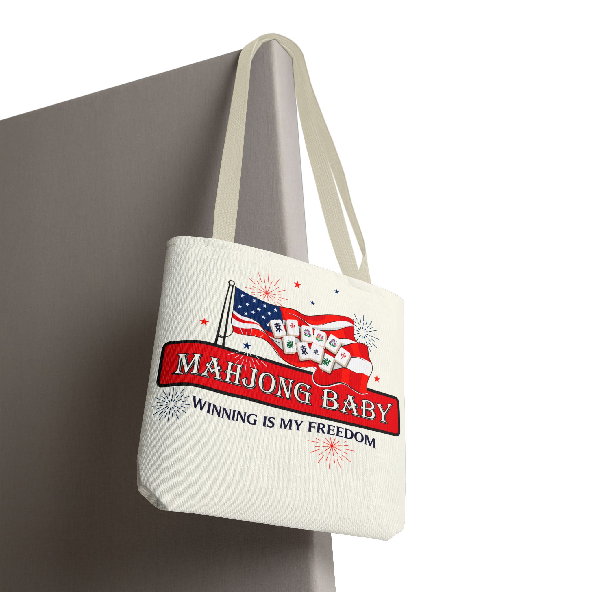Patriotic Mahjong Tote Bag | Mahjong Baby Red White & Blue Carryall - Image 50