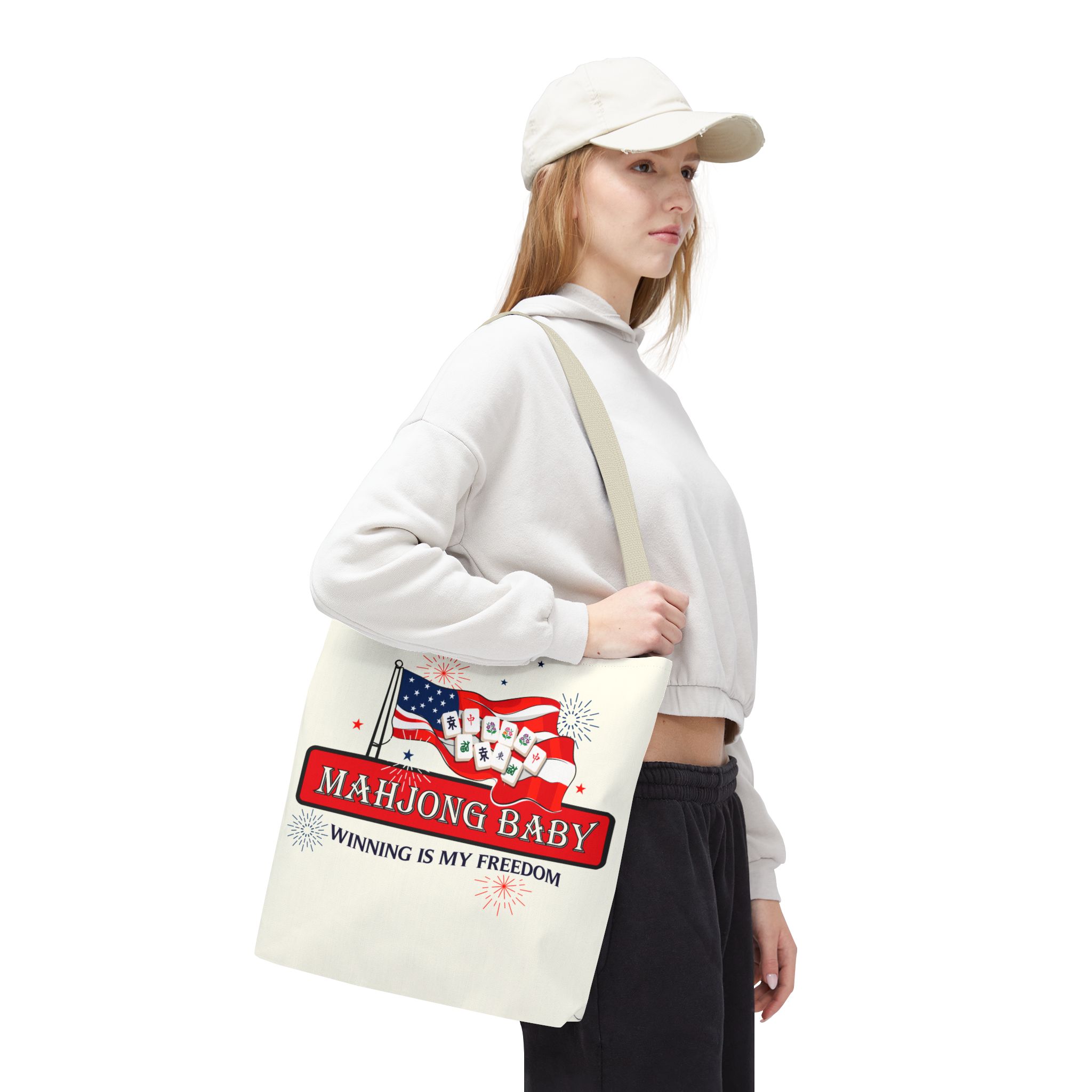 Patriotic Mahjong Tote Bag | Mahjong Baby Red White & Blue Carryall - Image 54