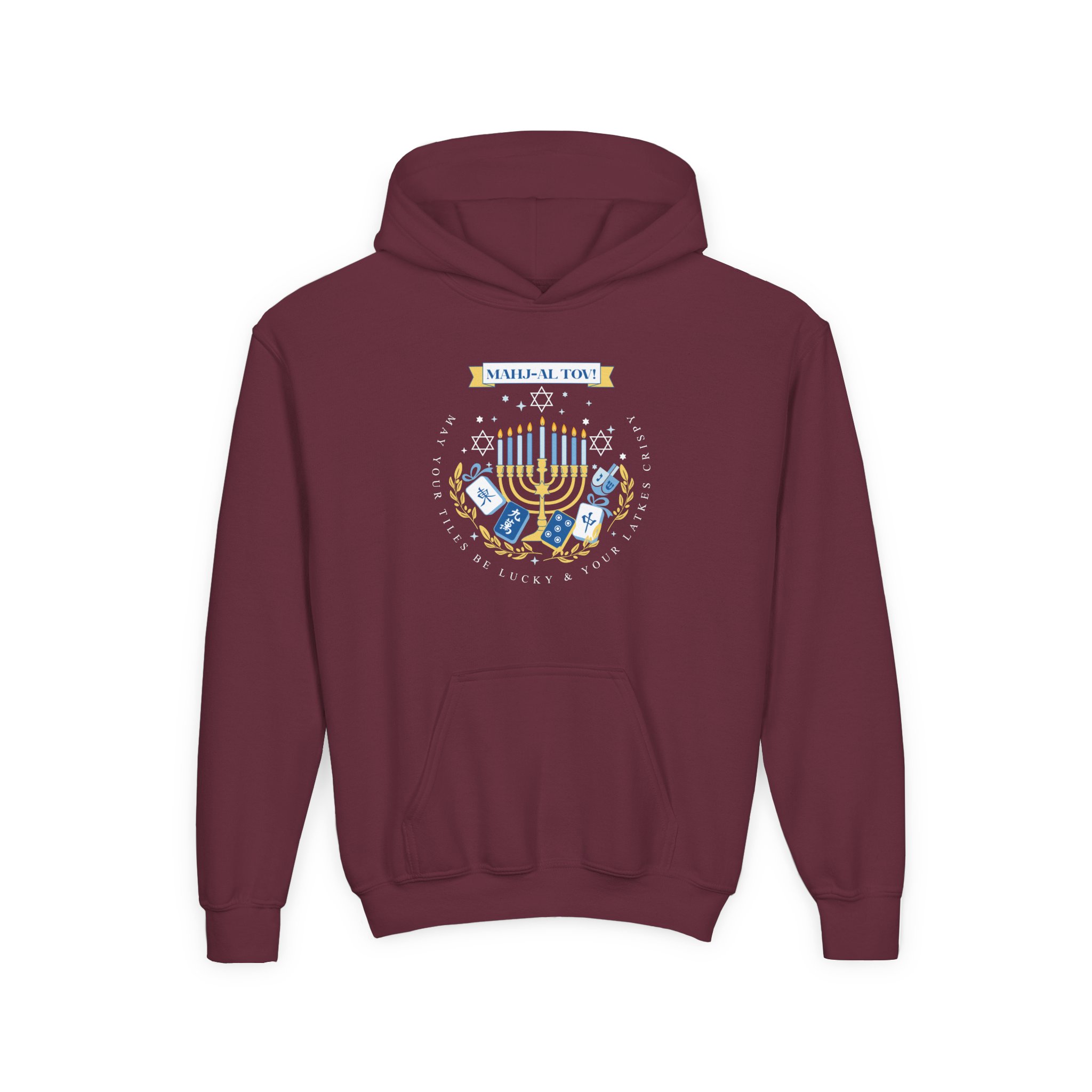 Copy of Merry Mahjong Youth Hoodie | Holiday Gnome Kids’ Hooded Sweatshirt - Image 34