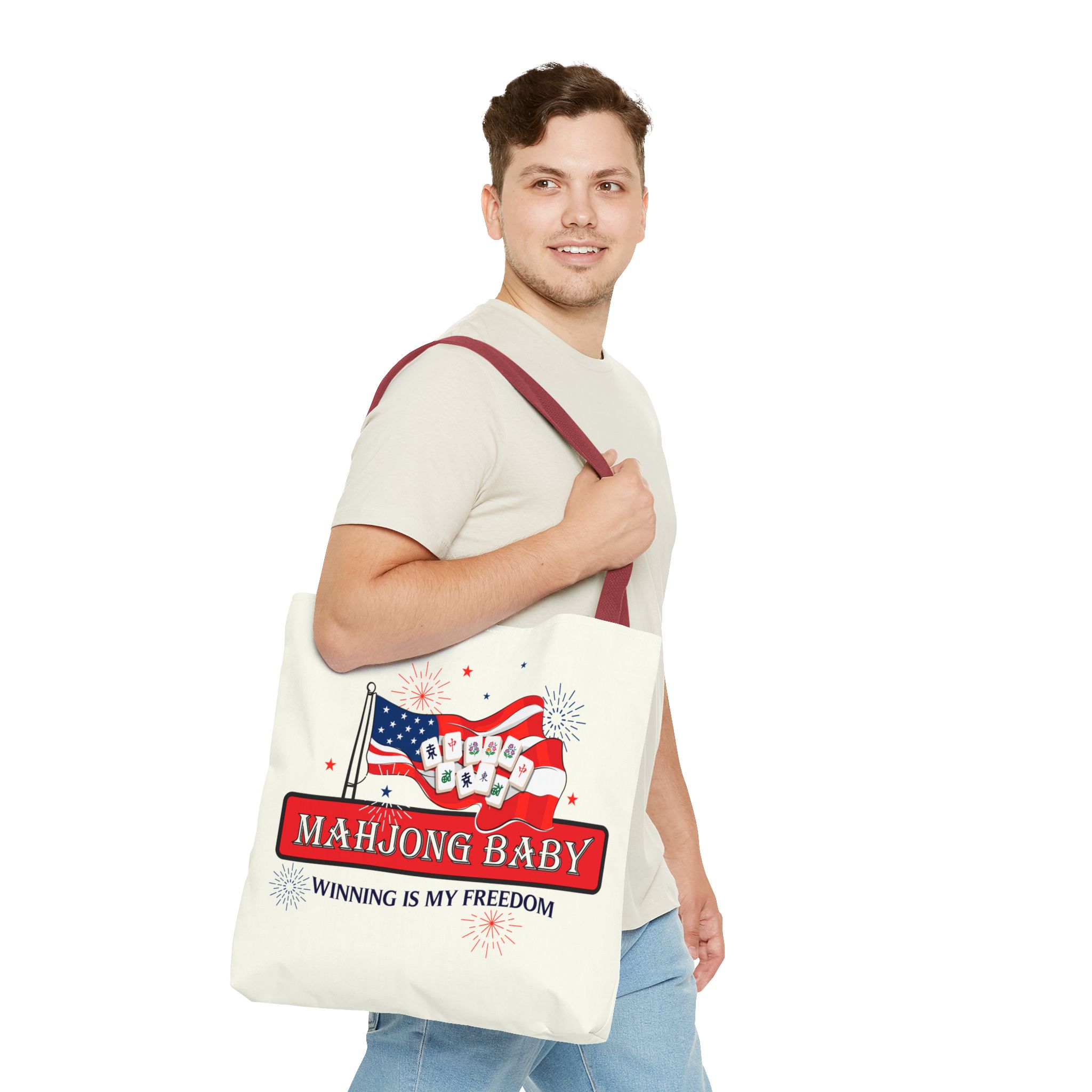 Patriotic Mahjong Tote Bag | Mahjong Baby Red White & Blue Carryall - Image 28