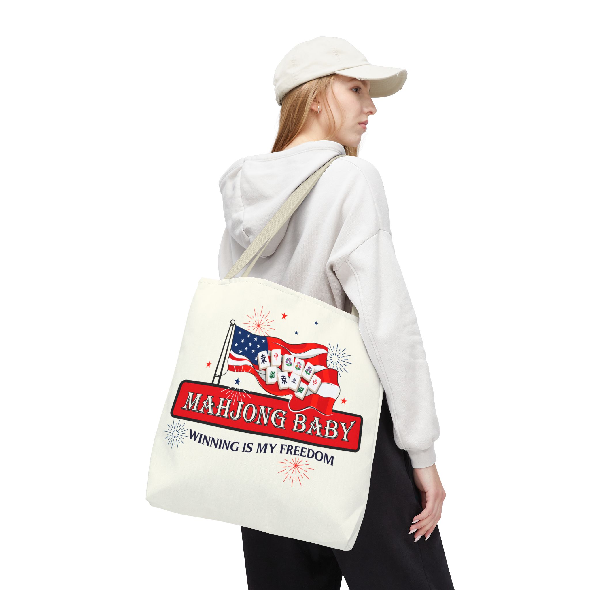 Patriotic Mahjong Tote Bag | Mahjong Baby Red White & Blue Carryall - Image 59