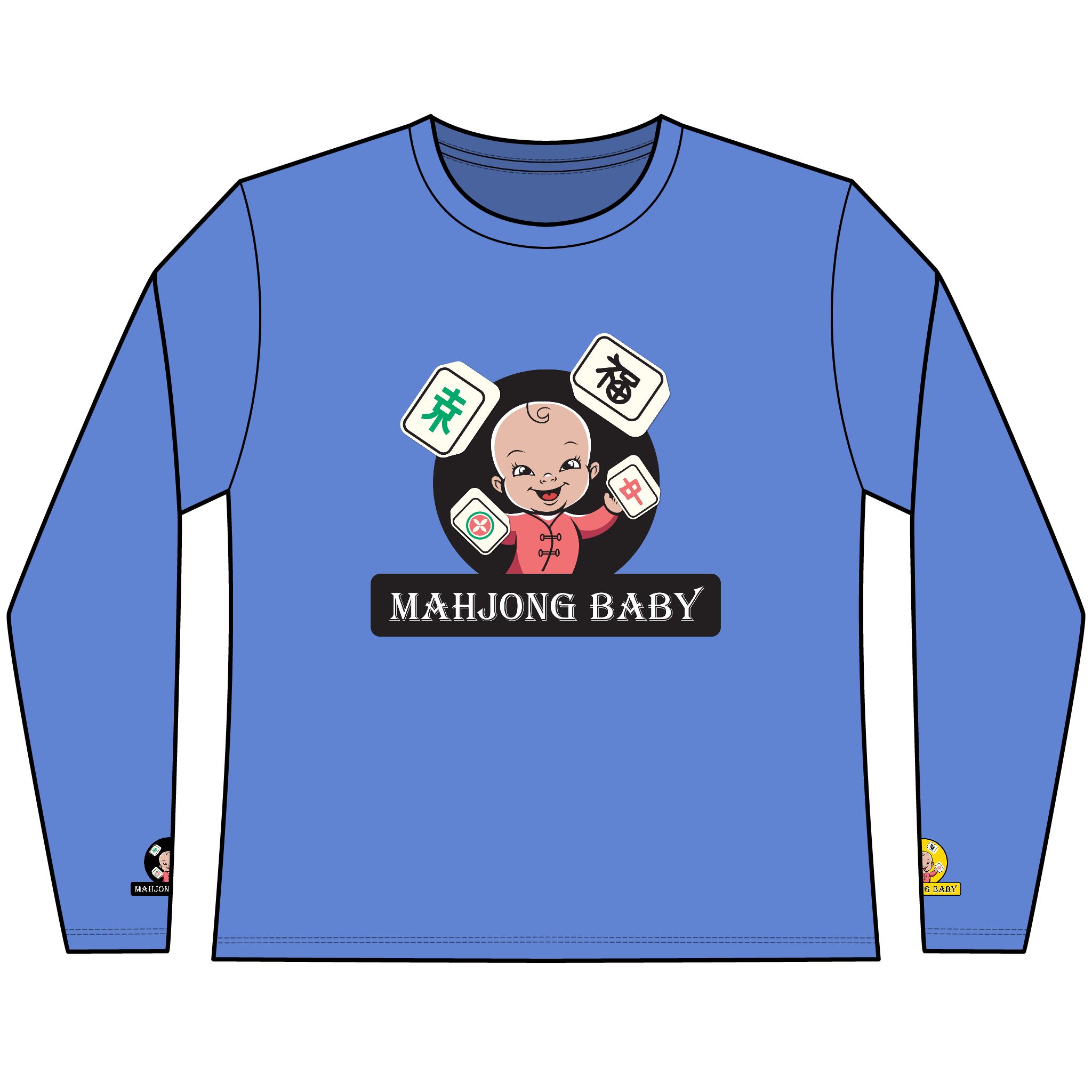 Mahjong Baby Long Sleeve Tee | Classic Mahjong Baby Graphic Shirt - Image 9