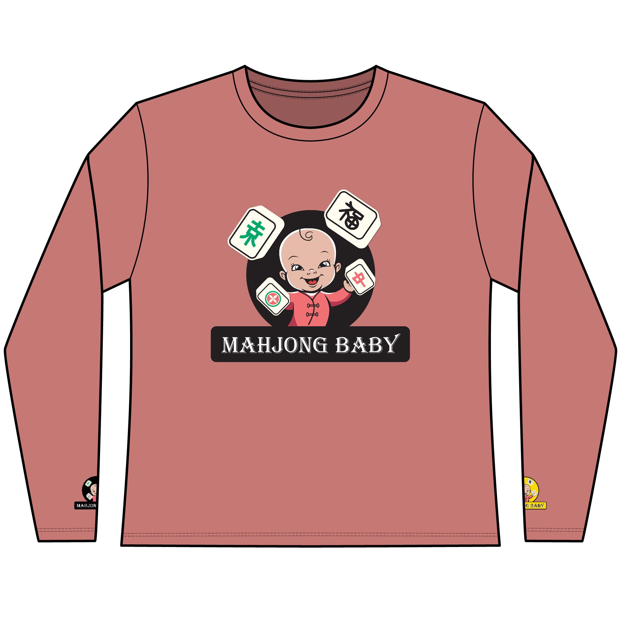 Mahjong Baby Long Sleeve Tee | Classic Mahjong Baby Graphic Shirt - Image 13