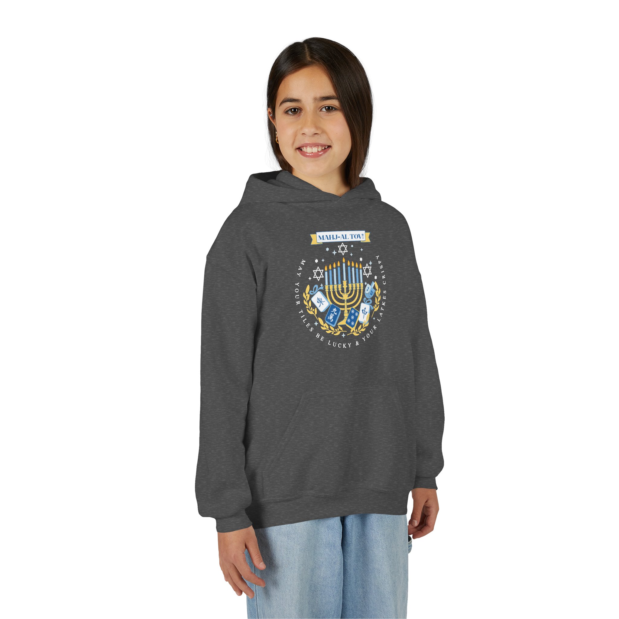 Copy of Merry Mahjong Youth Hoodie | Holiday Gnome Kids’ Hooded Sweatshirt - Image 46