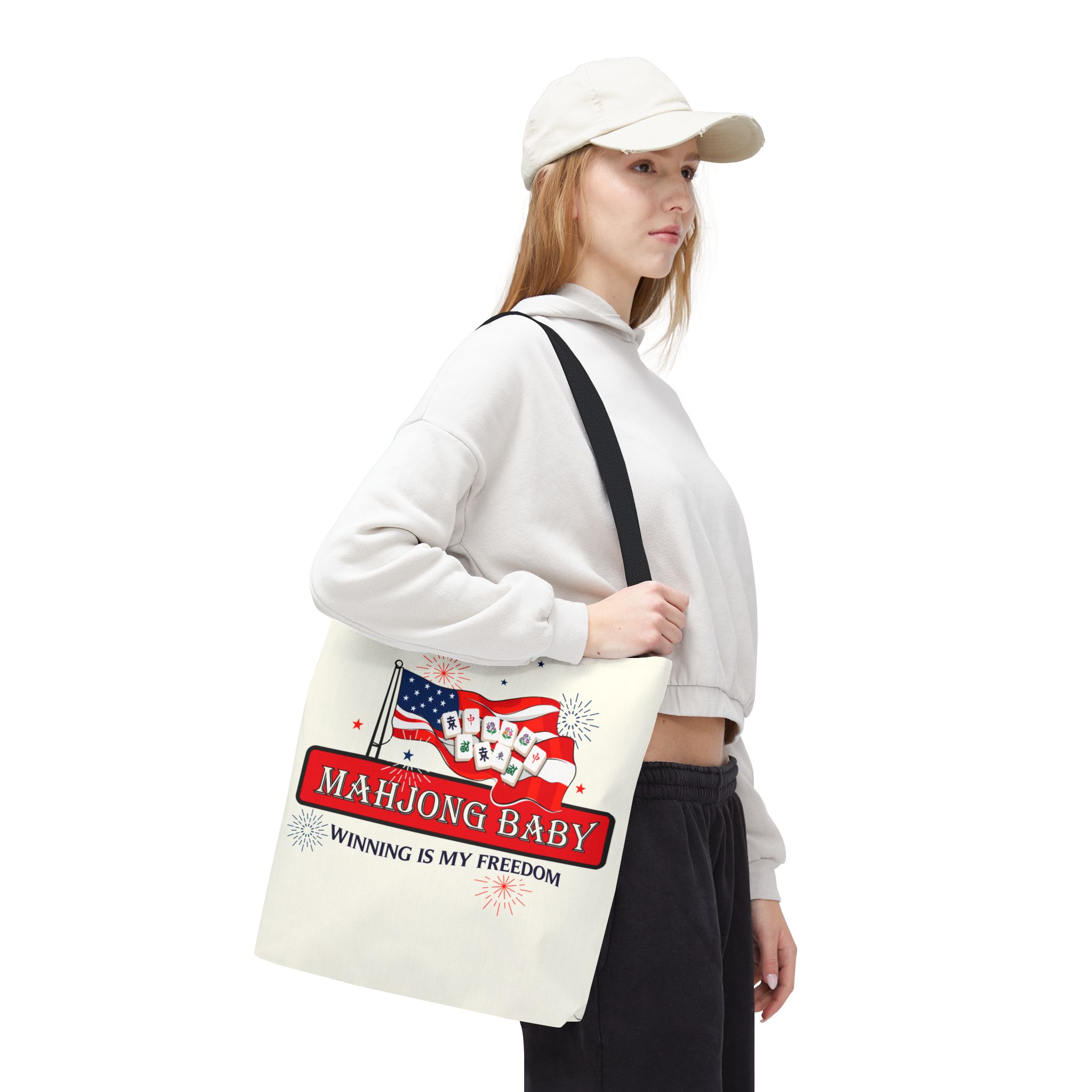 Patriotic Mahjong Tote Bag | Mahjong Baby Red White & Blue Carryall - Image 4