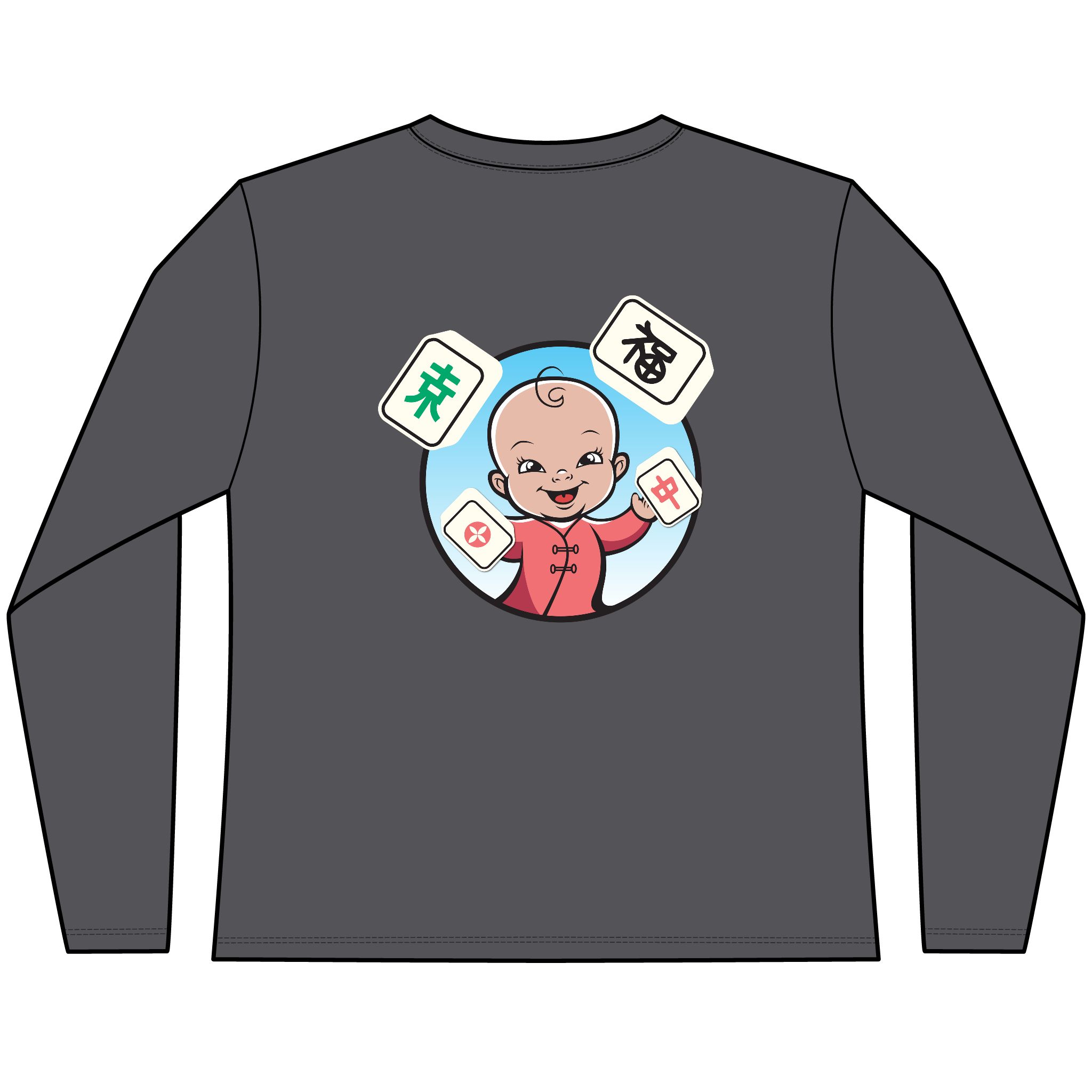 Mahjong Baby Long Sleeve Tee | Classic Mahjong Baby Graphic Shirt - Image 12