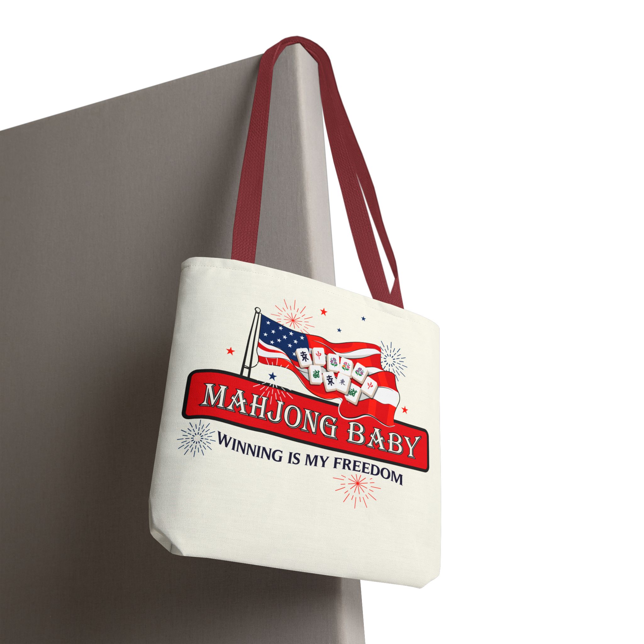 Patriotic Mahjong Tote Bag | Mahjong Baby Red White & Blue Carryall - Image 25