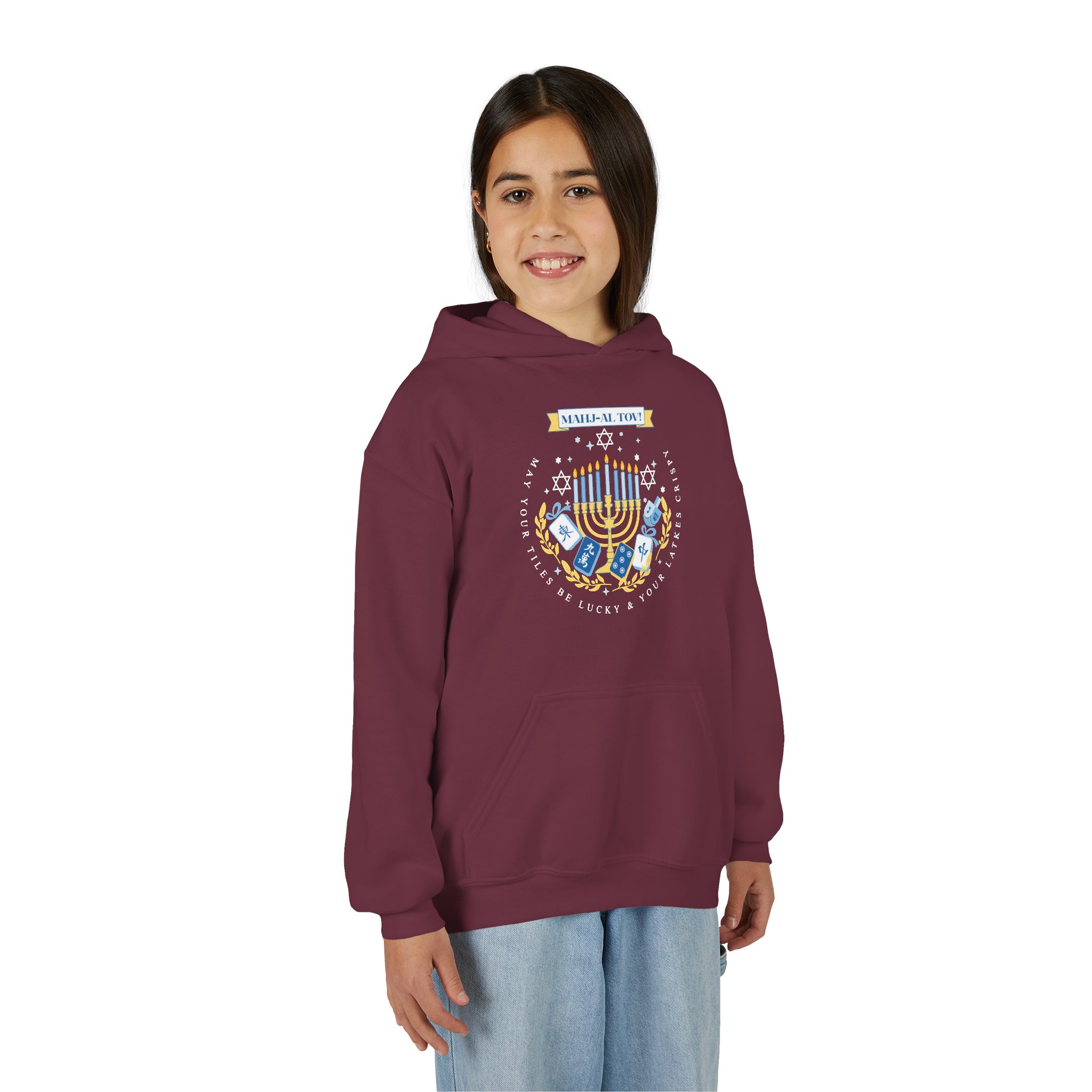 Copy of Merry Mahjong Youth Hoodie | Holiday Gnome Kids’ Hooded Sweatshirt - Image 32