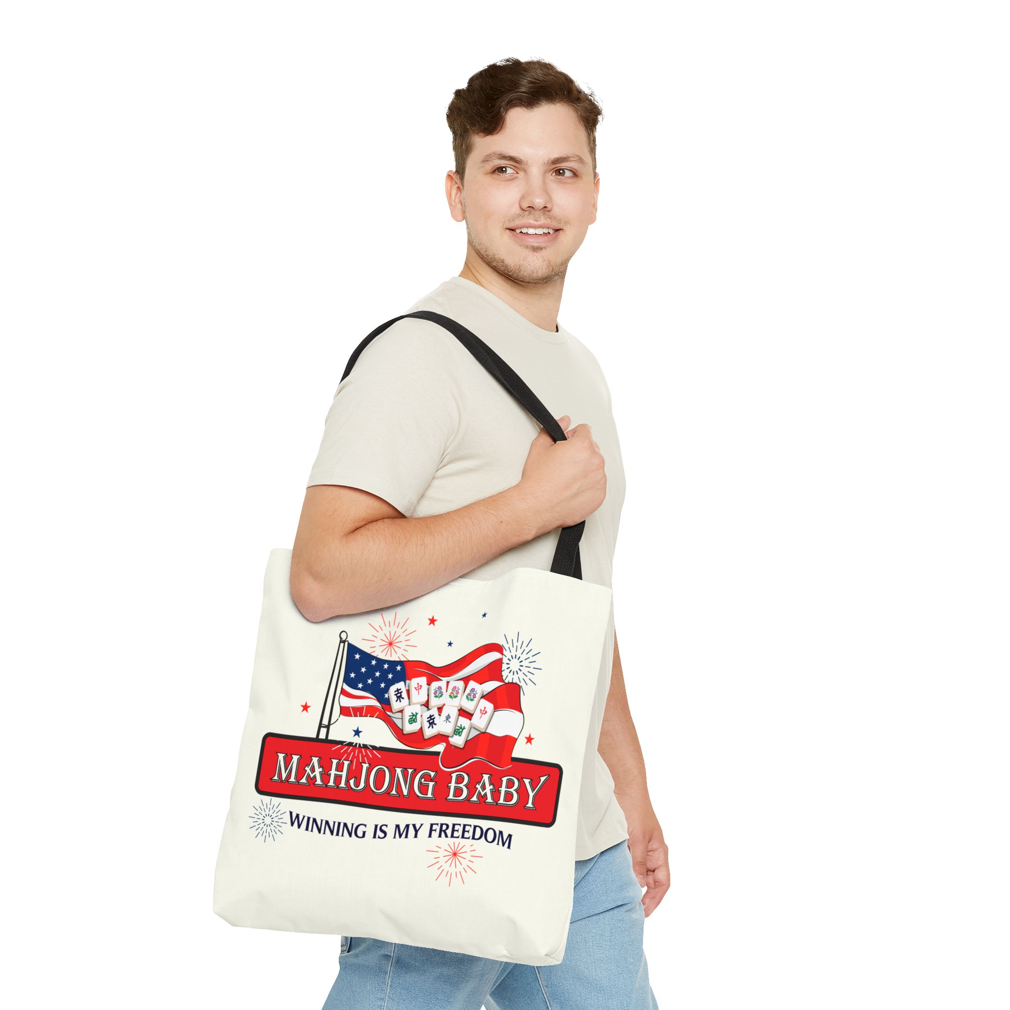 Patriotic Mahjong Tote Bag | Mahjong Baby Red White & Blue Carryall - Image 13