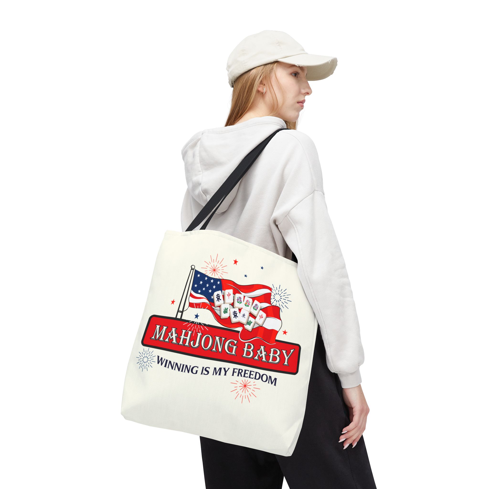 Patriotic Mahjong Tote Bag | Mahjong Baby Red White & Blue Carryall - Image 14