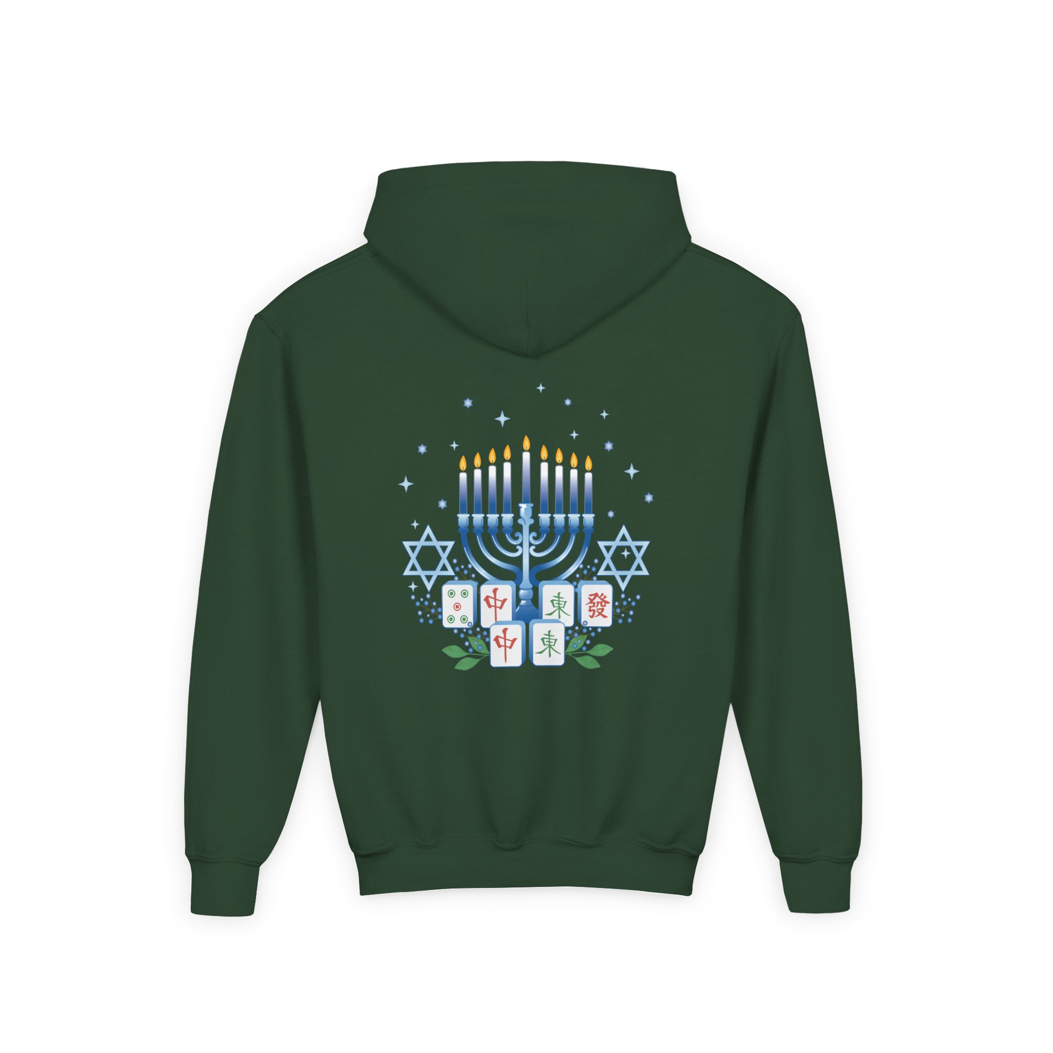 Copy of Merry Mahjong Youth Hoodie | Holiday Gnome Kids’ Hooded Sweatshirt - Image 14