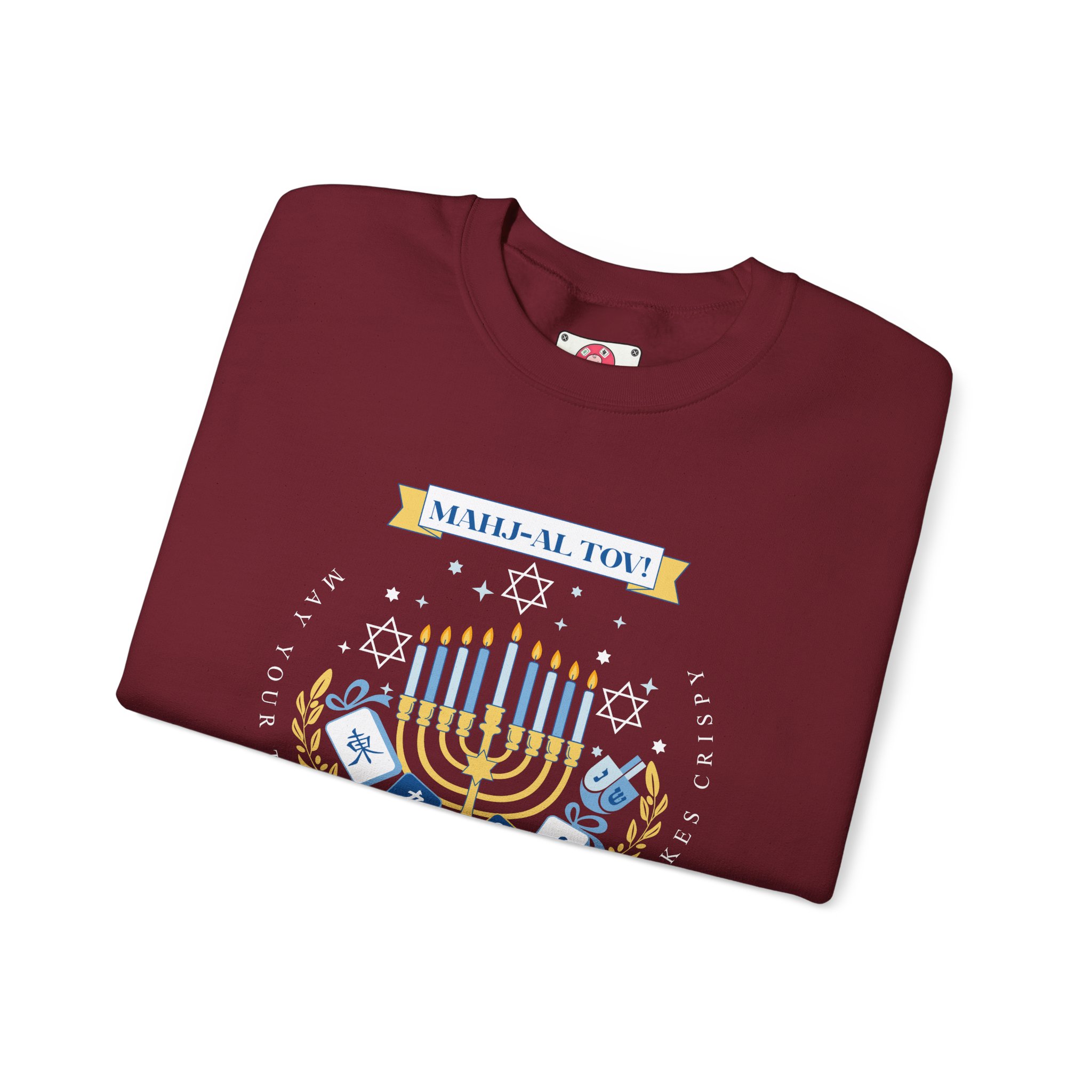 Mahj-al Tov! Hanukkah Mahjong Crewneck Sweatshirt | Lucky Tiles & Crispy Latkes Unisex Holiday Shirt - Image 73