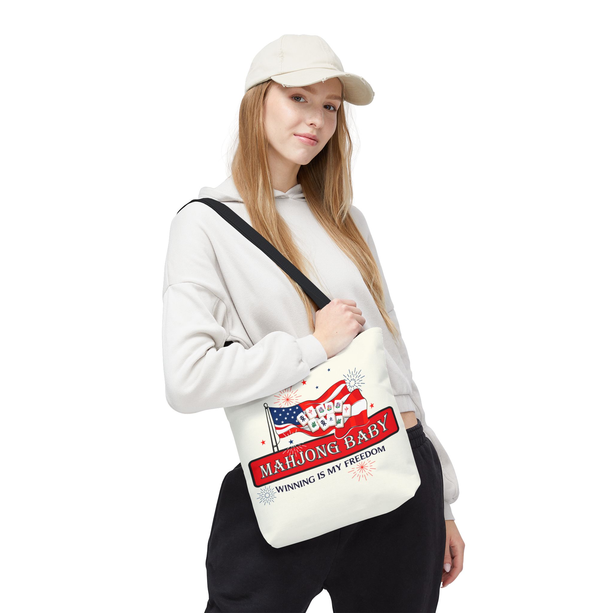 Patriotic Mahjong Tote Bag | Mahjong Baby Red White & Blue Carryall - Image 9