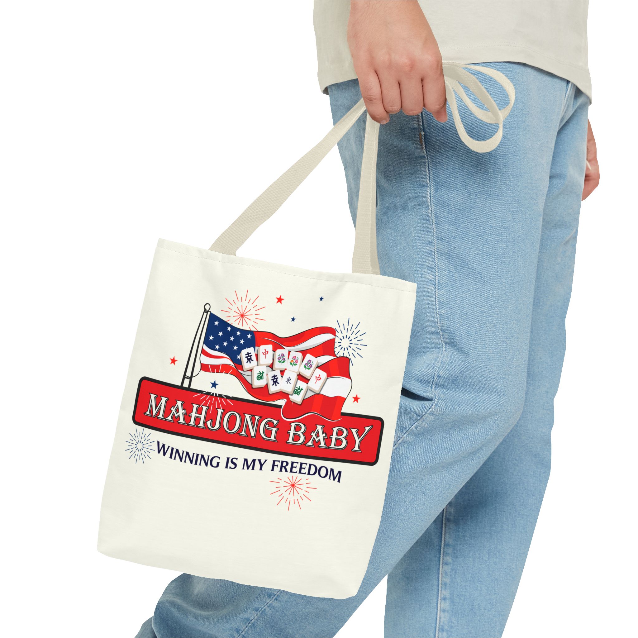 Patriotic Mahjong Tote Bag | Mahjong Baby Red White & Blue Carryall - Image 48