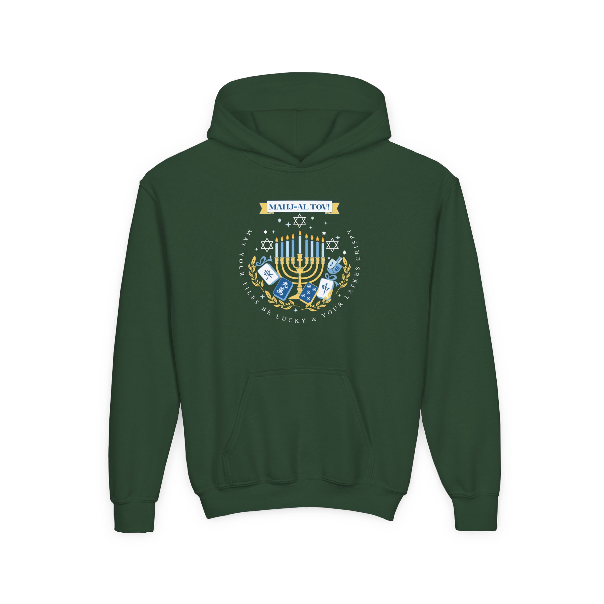 Copy of Merry Mahjong Youth Hoodie | Holiday Gnome Kids’ Hooded Sweatshirt - Image 13
