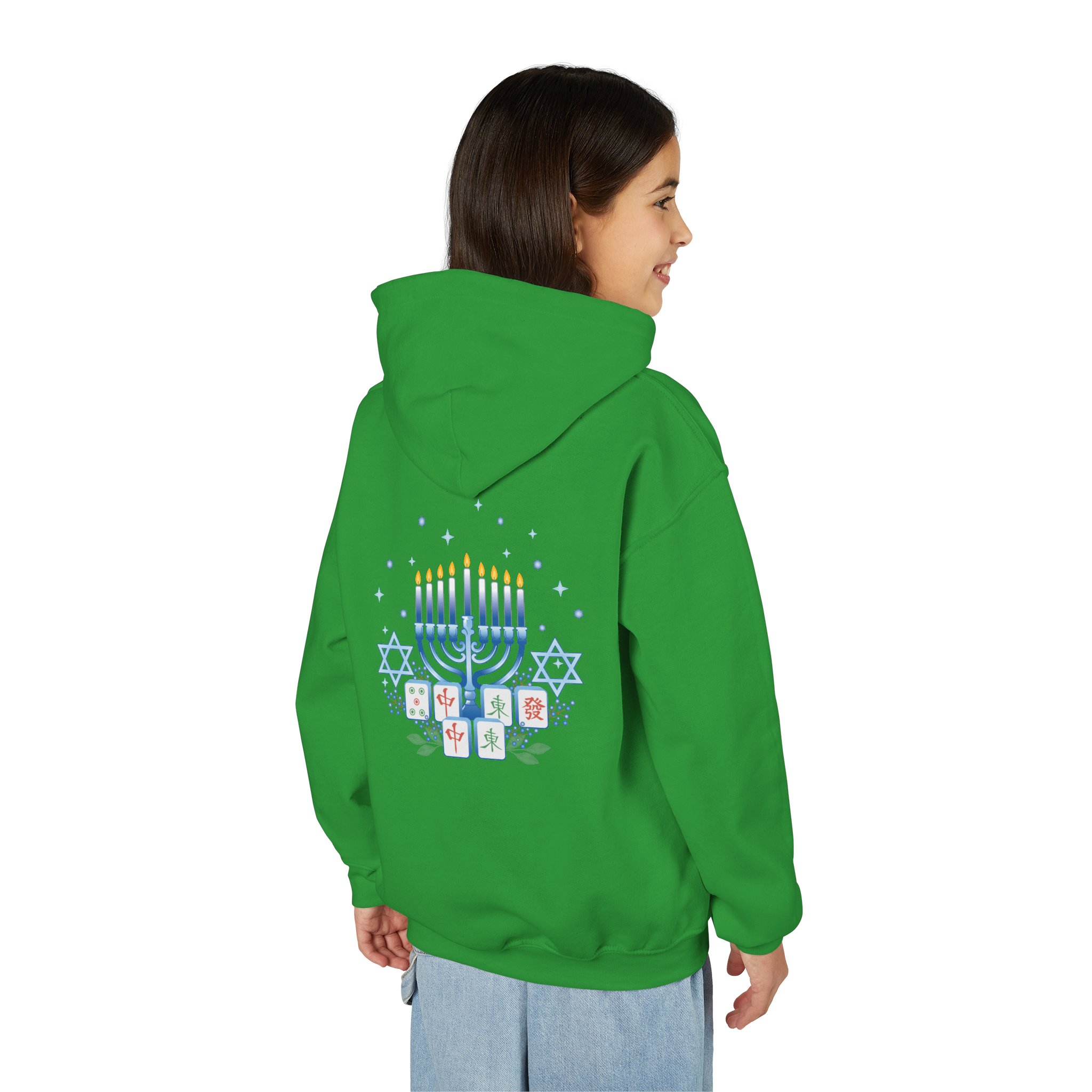 Copy of Merry Mahjong Youth Hoodie | Holiday Gnome Kids’ Hooded Sweatshirt - Image 19
