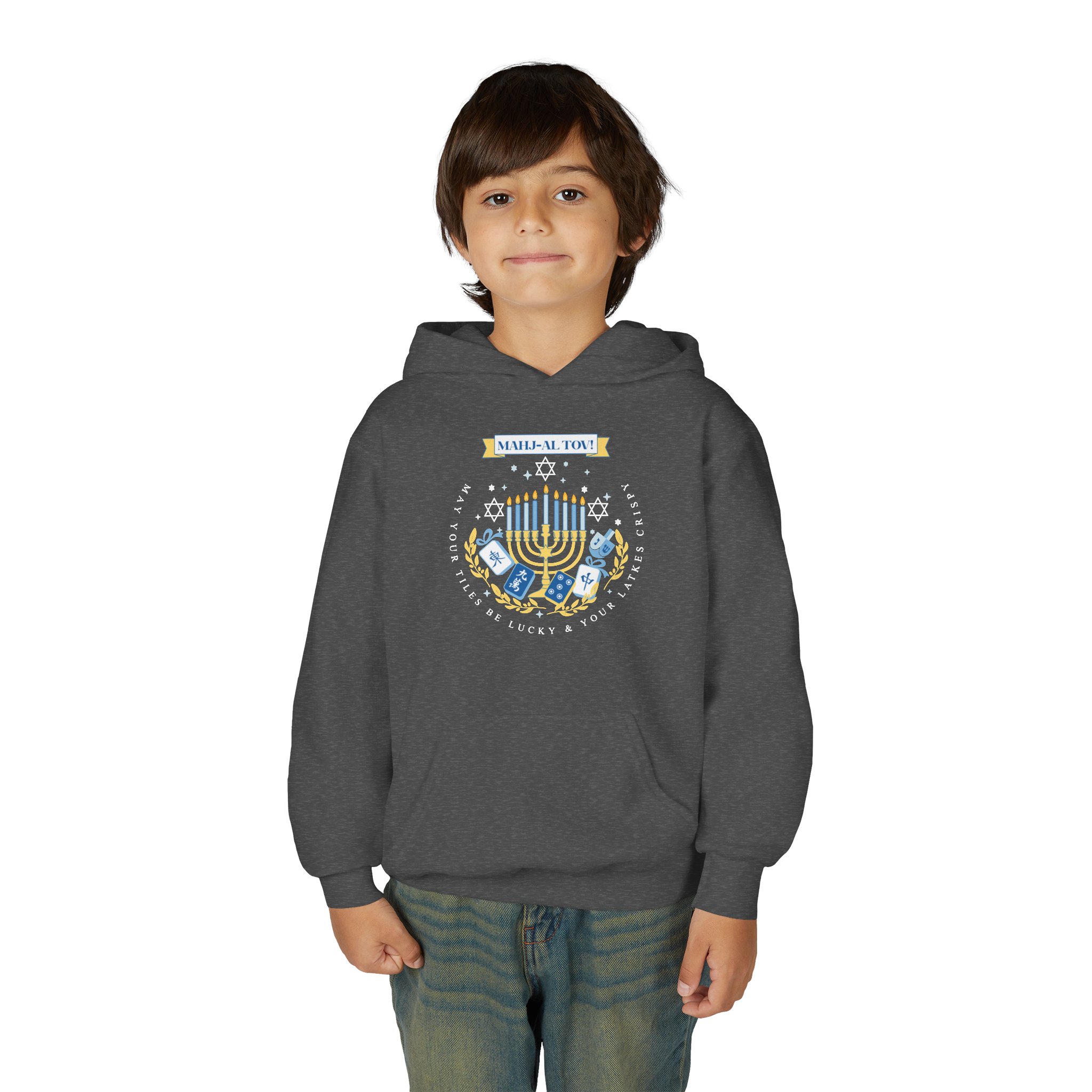 Copy of Merry Mahjong Youth Hoodie | Holiday Gnome Kids’ Hooded Sweatshirt - Image 44