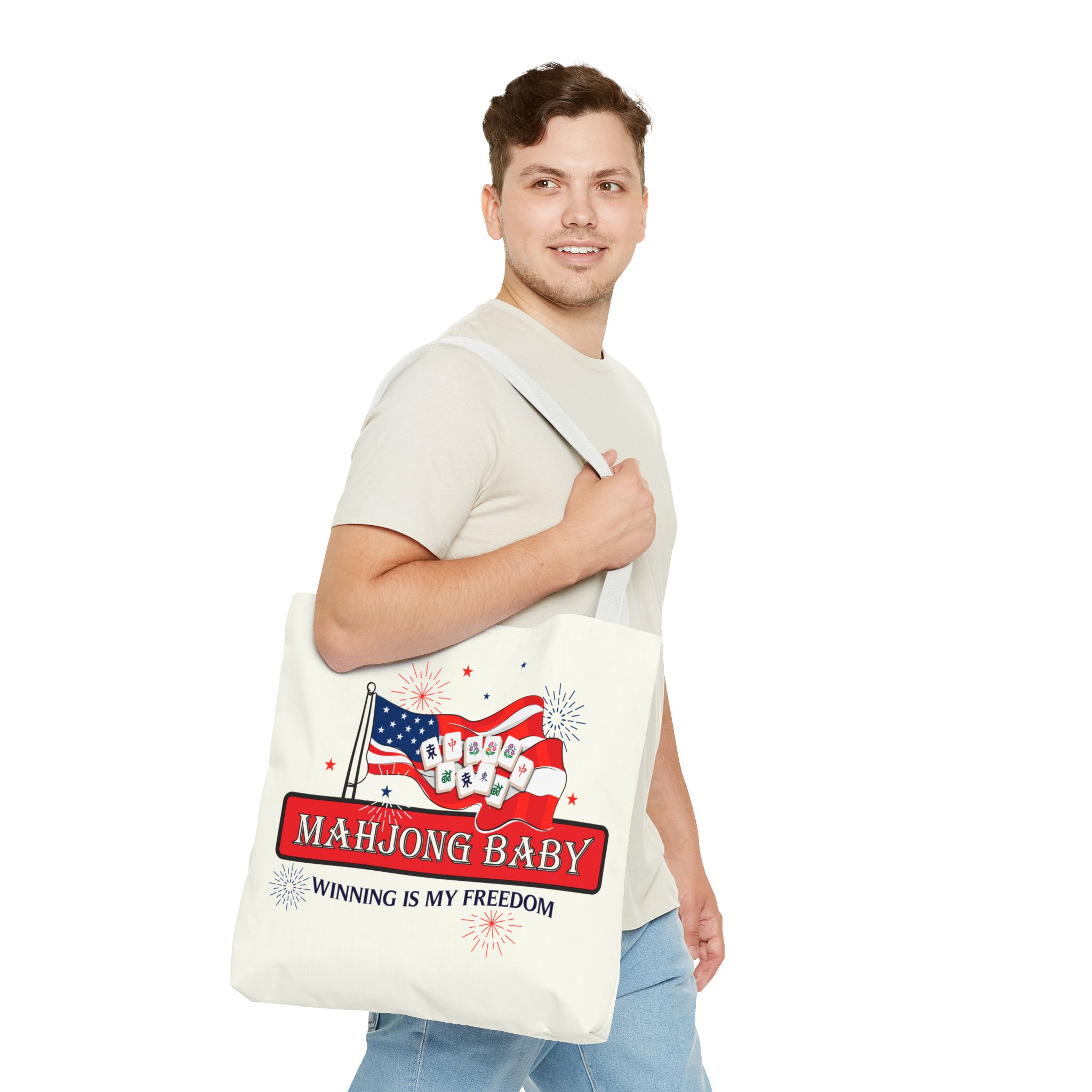 Patriotic Mahjong Tote Bag | Mahjong Baby Red White & Blue Carryall - Image 43