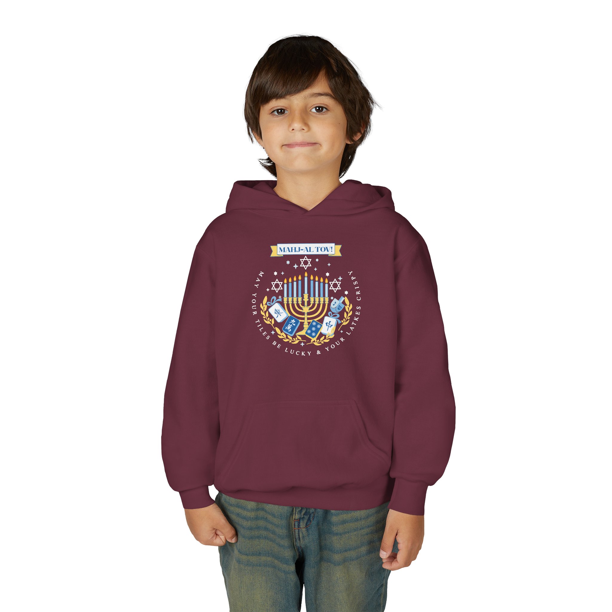 Copy of Merry Mahjong Youth Hoodie | Holiday Gnome Kids’ Hooded Sweatshirt - Image 30