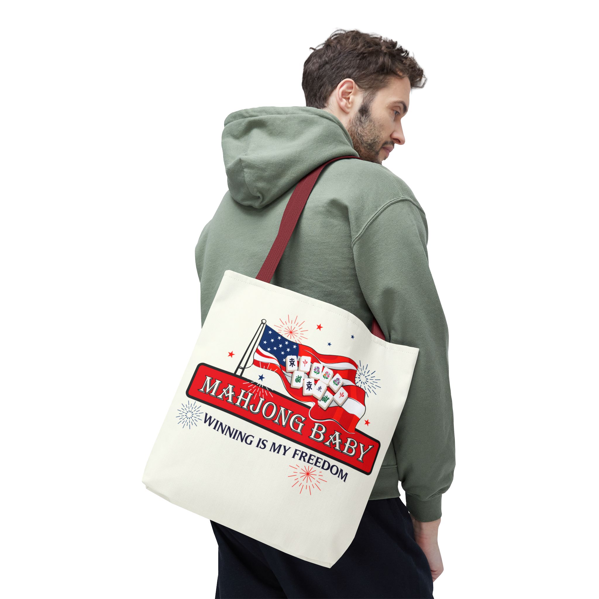 Patriotic Mahjong Tote Bag | Mahjong Baby Red White & Blue Carryall - Image 26
