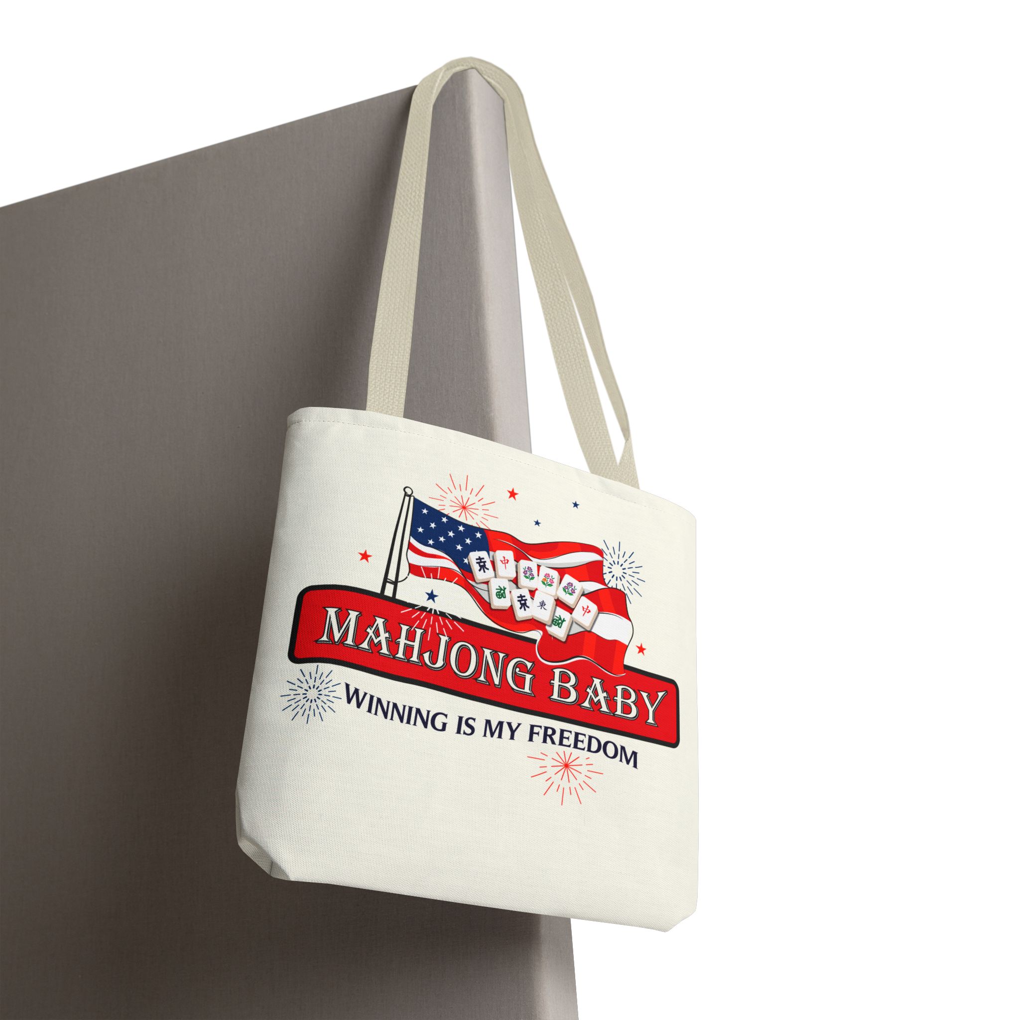Patriotic Mahjong Tote Bag | Mahjong Baby Red White & Blue Carryall - Image 55