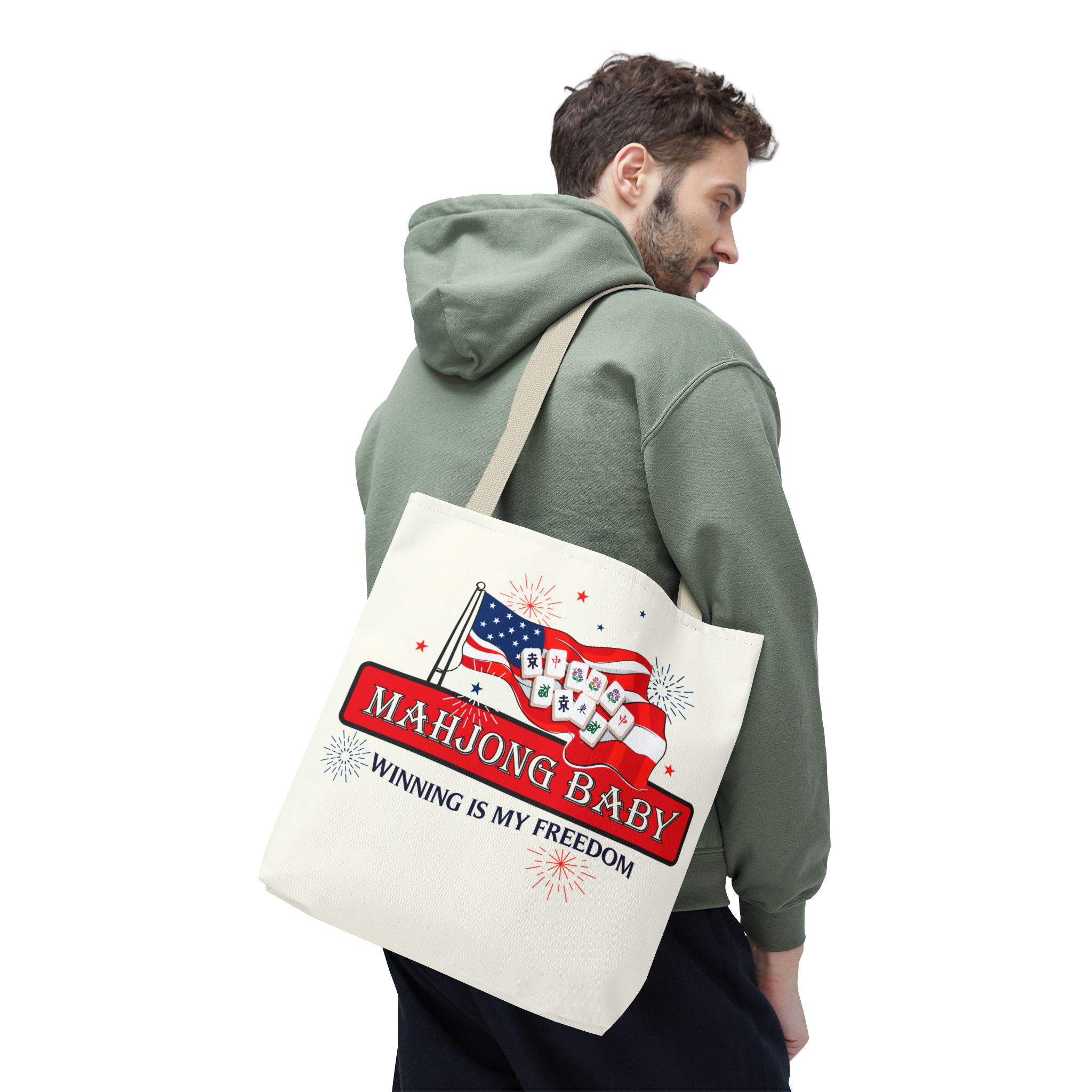 Patriotic Mahjong Tote Bag | Mahjong Baby Red White & Blue Carryall - Image 56