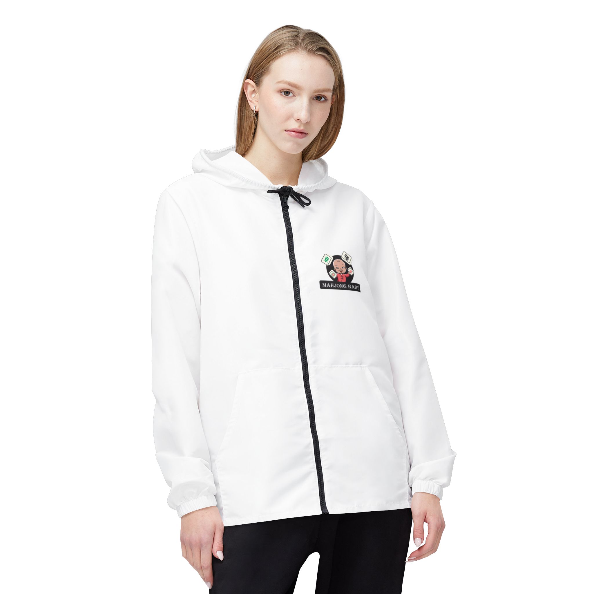 Mahjong Baby Windbreaker Jacket | Joker Queen Mahjong Tile Graphic Hooded Windbreaker - Image 2