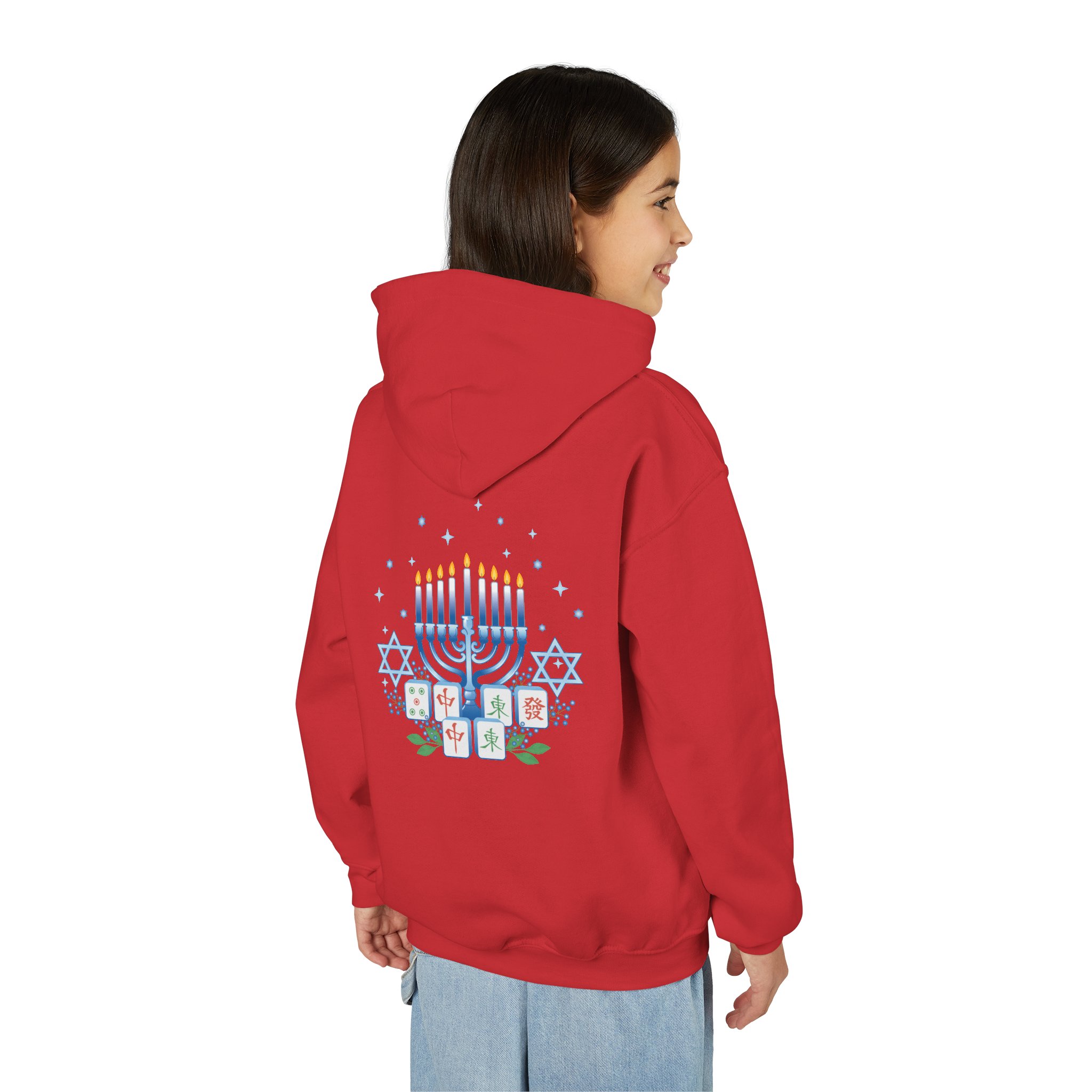 Copy of Merry Mahjong Youth Hoodie | Holiday Gnome Kids’ Hooded Sweatshirt - Image 75