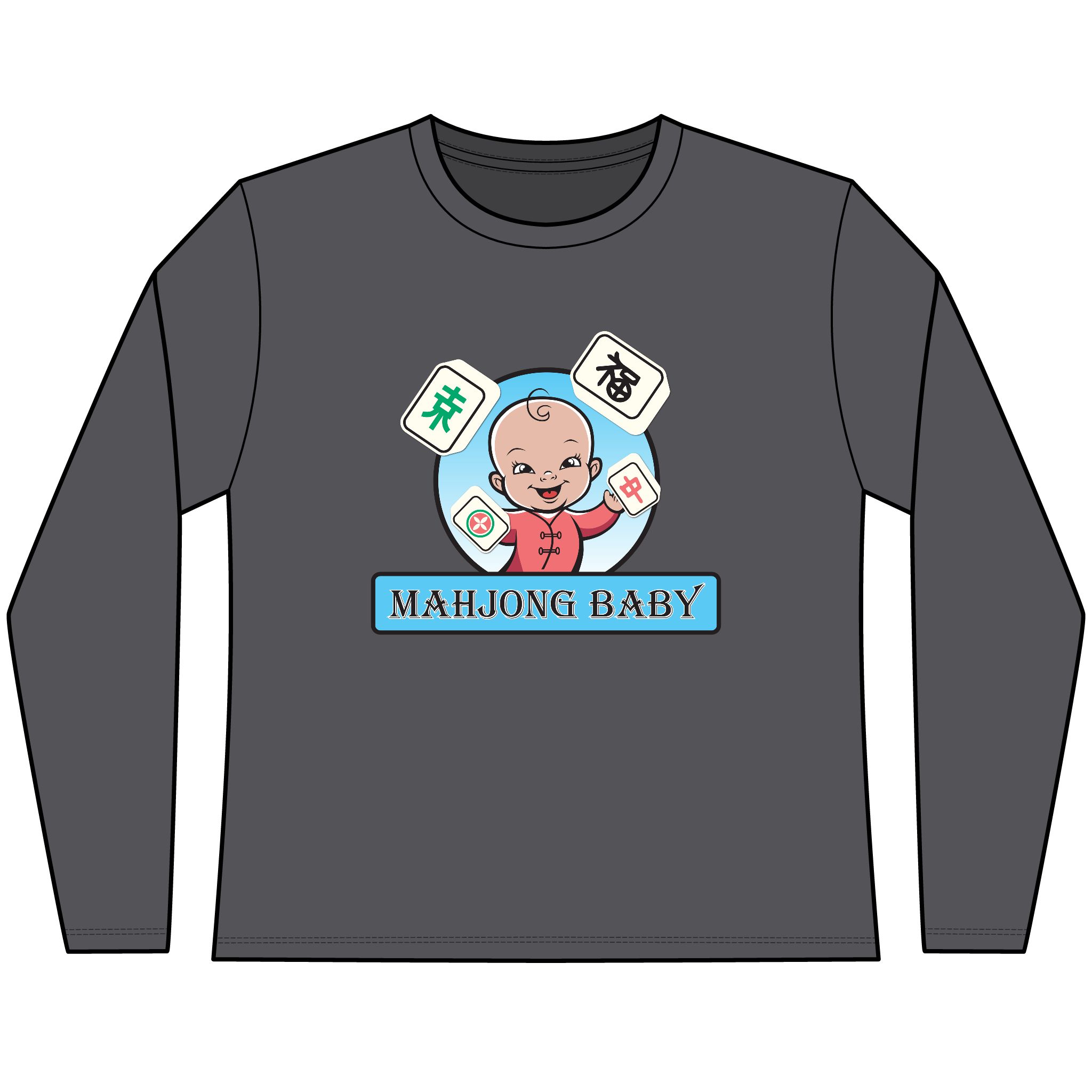 Mahjong Baby Long Sleeve Tee | Classic Mahjong Baby Graphic Shirt - Image 11
