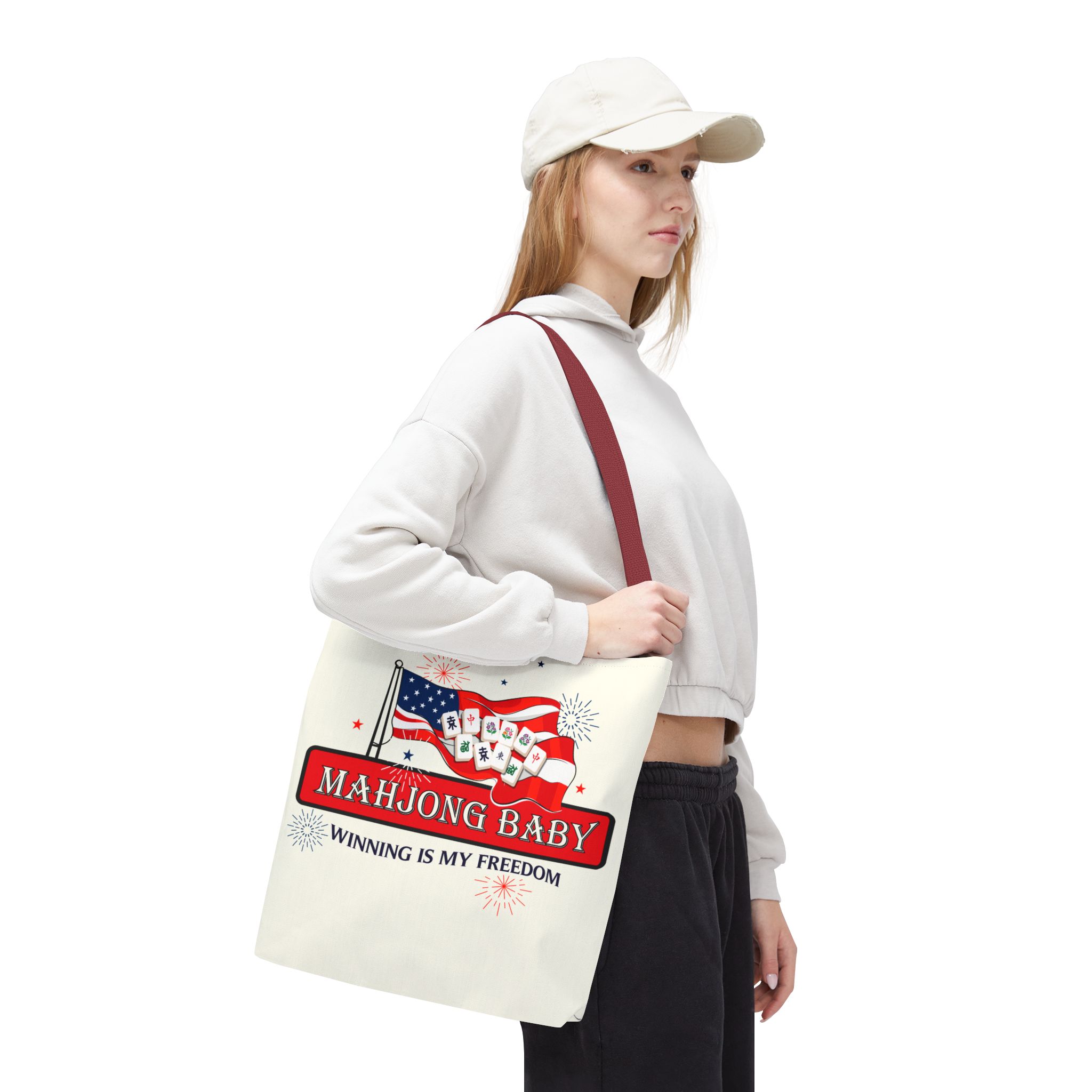 Patriotic Mahjong Tote Bag | Mahjong Baby Red White & Blue Carryall - Image 24