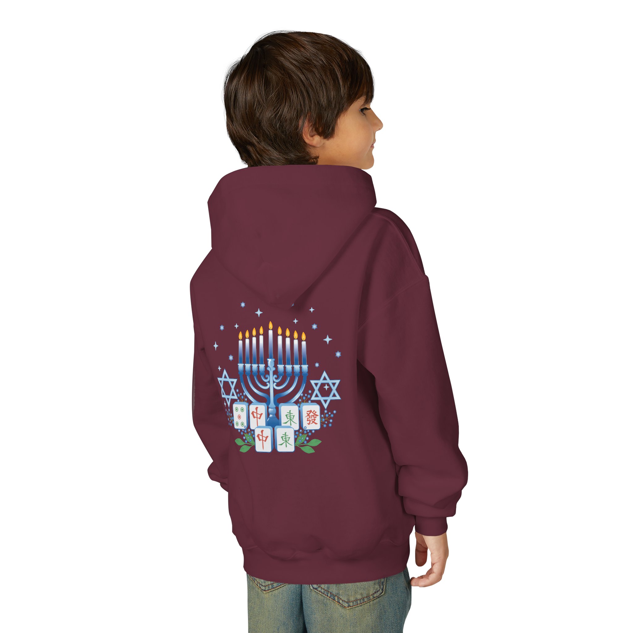 Copy of Merry Mahjong Youth Hoodie | Holiday Gnome Kids’ Hooded Sweatshirt - Image 31